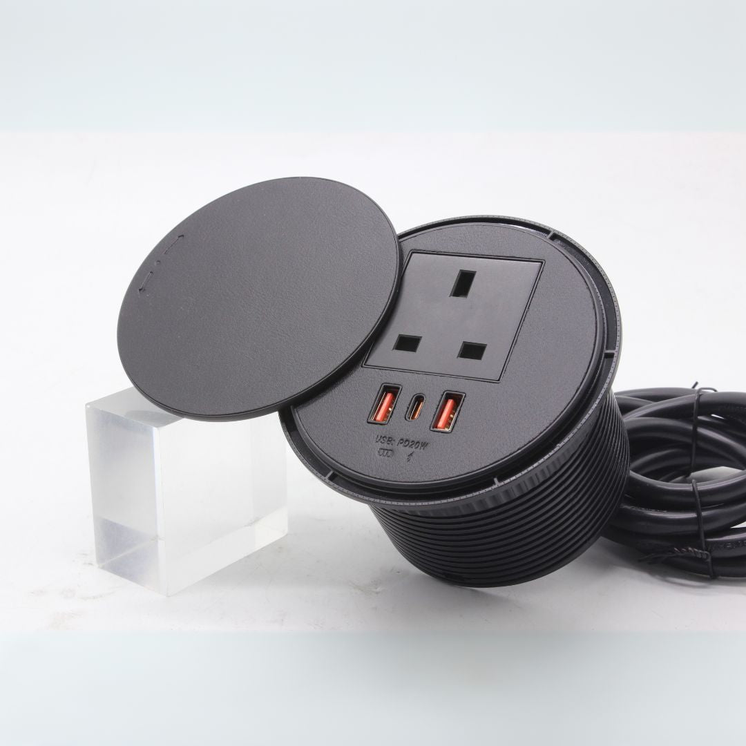 Sliding Power Socket with Leather Top JXB-M116 - Smart Sockets - ebarza Furniture UAE | Shop Modern Furniture in Abu Dhabi & Dubai - مفروشات ايبازرا في الامارات | تسوق اثاث عصري وديكورات مميزة في دبي وابوظبي