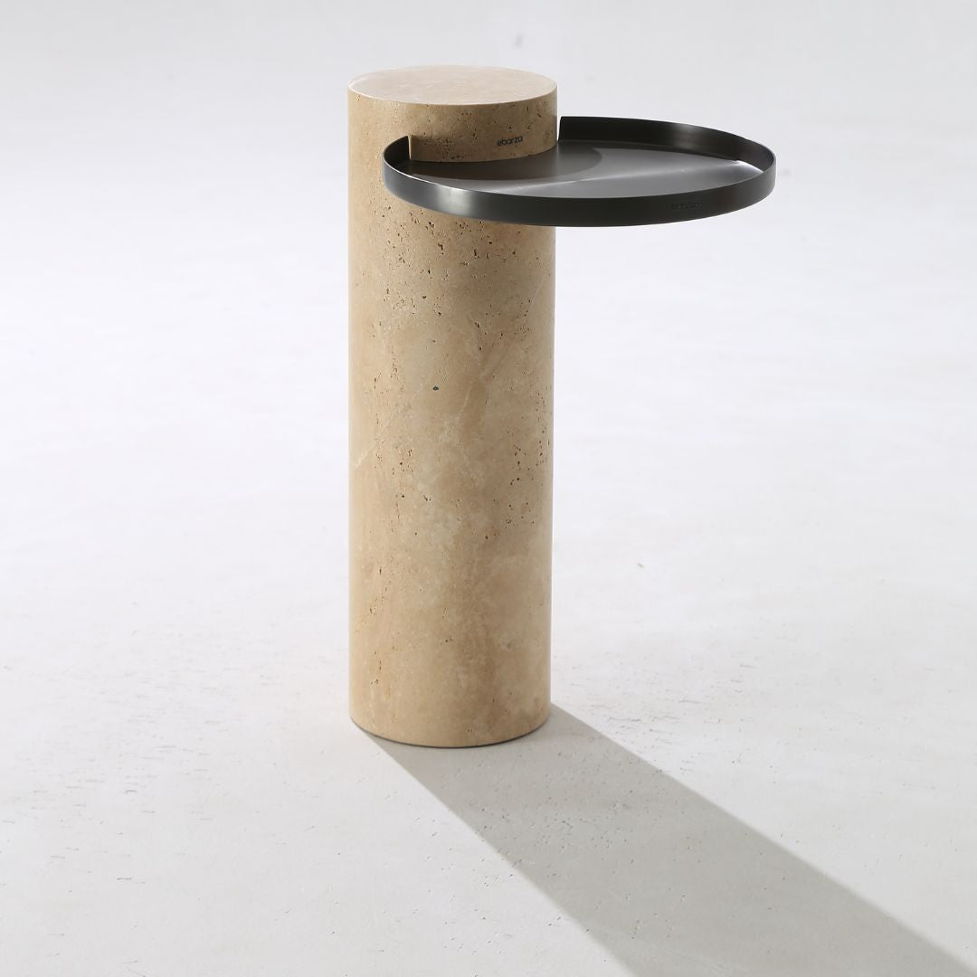 Solid Travatine Side Table ST8699-32-NEW -  Side Tables - ebarza Furniture UAE | Shop Modern Furniture in Abu Dhabi & Dubai - مفروشات ايبازرا في الامارات | تسوق اثاث عصري وديكورات مميزة في دبي وابوظبي