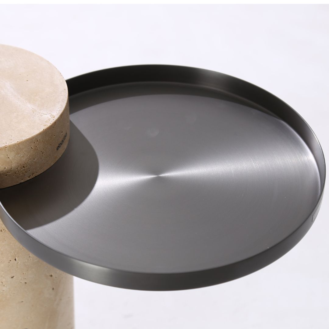 Solid Travatine Side Table ST8699-32-NEW -  Side Tables - ebarza Furniture UAE | Shop Modern Furniture in Abu Dhabi & Dubai - مفروشات ايبازرا في الامارات | تسوق اثاث عصري وديكورات مميزة في دبي وابوظبي