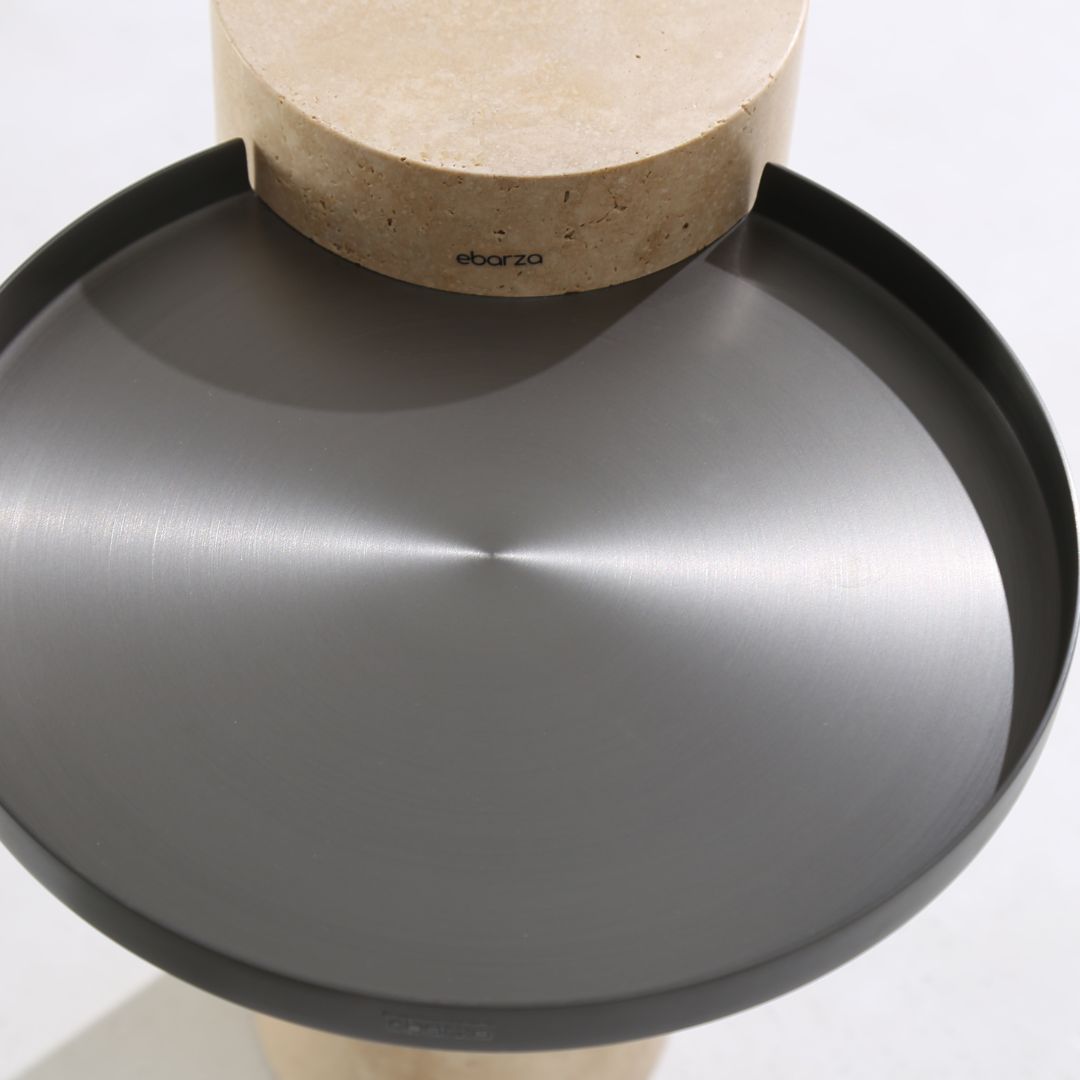 Solid Travatine Side Table ST8699-32-NEW -  Side Tables - ebarza Furniture UAE | Shop Modern Furniture in Abu Dhabi & Dubai - مفروشات ايبازرا في الامارات | تسوق اثاث عصري وديكورات مميزة في دبي وابوظبي