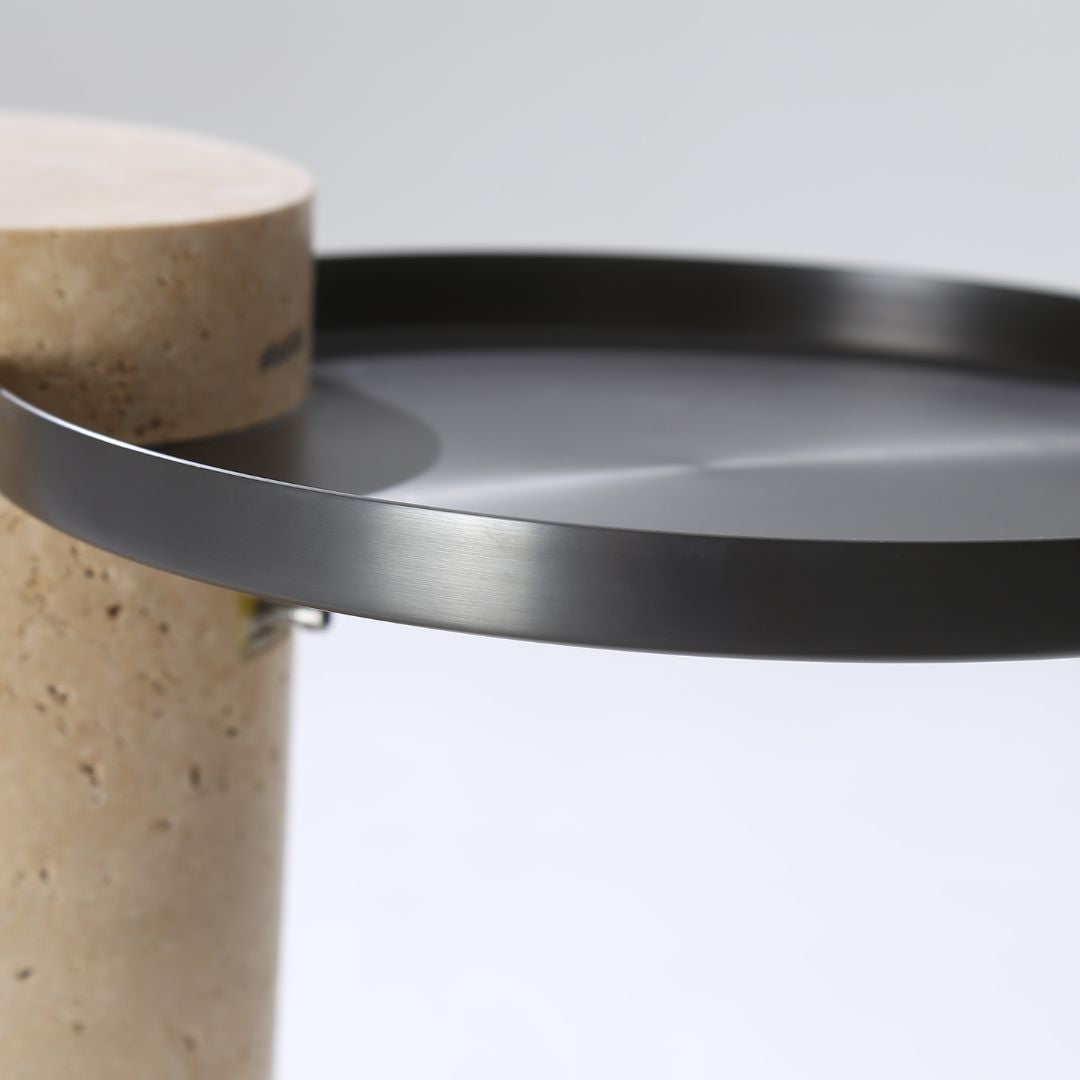 Solid Travatine Side Table ST8699-32-NEW -  Side Tables - ebarza Furniture UAE | Shop Modern Furniture in Abu Dhabi & Dubai - مفروشات ايبازرا في الامارات | تسوق اثاث عصري وديكورات مميزة في دبي وابوظبي