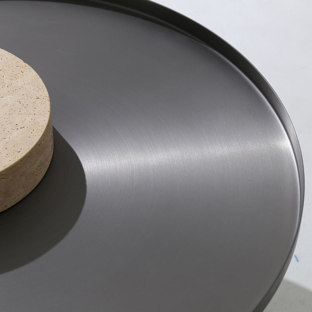 Solid Travatine Side Table ST8699-70-NEW - Side Tables - ebarza Furniture UAE | Shop Modern Furniture in Abu Dhabi & Dubai - مفروشات ايبازرا في الامارات | تسوق اثاث عصري وديكورات مميزة في دبي وابوظبي