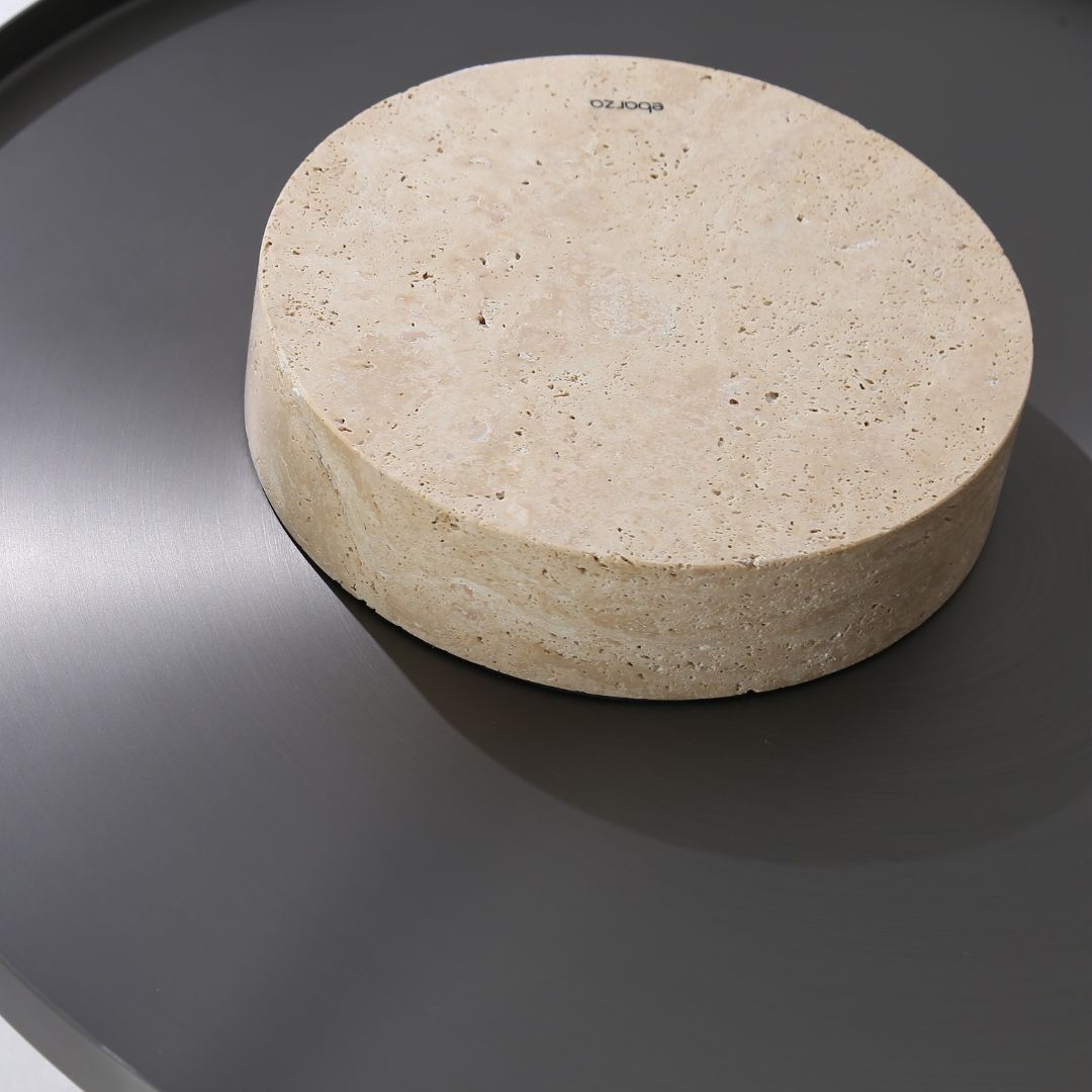 Solid Travatine Side Table ST8699-70-NEW - Side Tables - ebarza Furniture UAE | Shop Modern Furniture in Abu Dhabi & Dubai - مفروشات ايبازرا في الامارات | تسوق اثاث عصري وديكورات مميزة في دبي وابوظبي