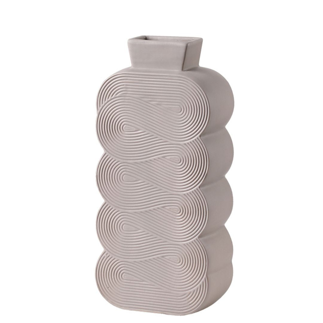Spiral Pattern Ceramic Vase -A FD-D24099 - Vases - ebarza Furniture UAE | Shop Modern Furniture in Abu Dhabi & Dubai - مفروشات ايبازرا في الامارات | تسوق اثاث عصري وديكورات مميزة في دبي وابوظبي