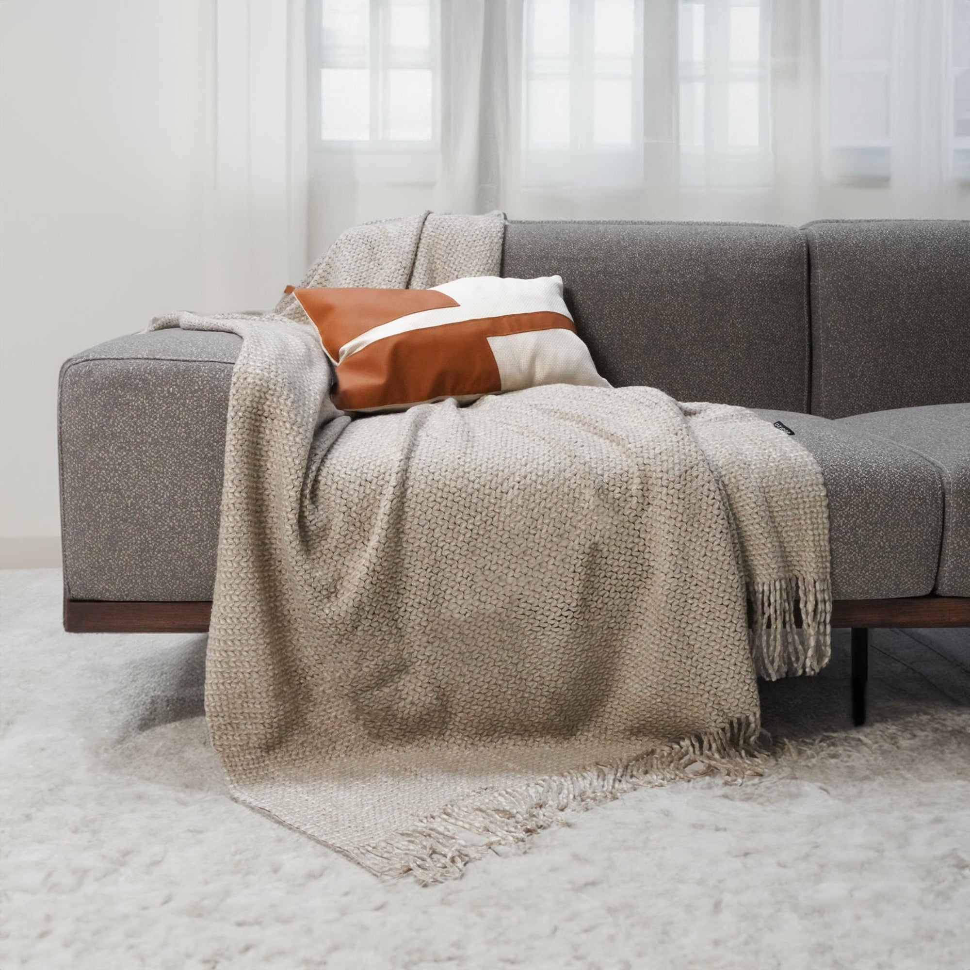Handmade Wheat Ear Throw Blanket DT2309 - Blankets - ebarza Furniture UAE | Shop Modern Furniture in Abu Dhabi & Dubai - مفروشات ايبازرا في الامارات | تسوق اثاث عصري وديكورات مميزة في دبي وابوظبي