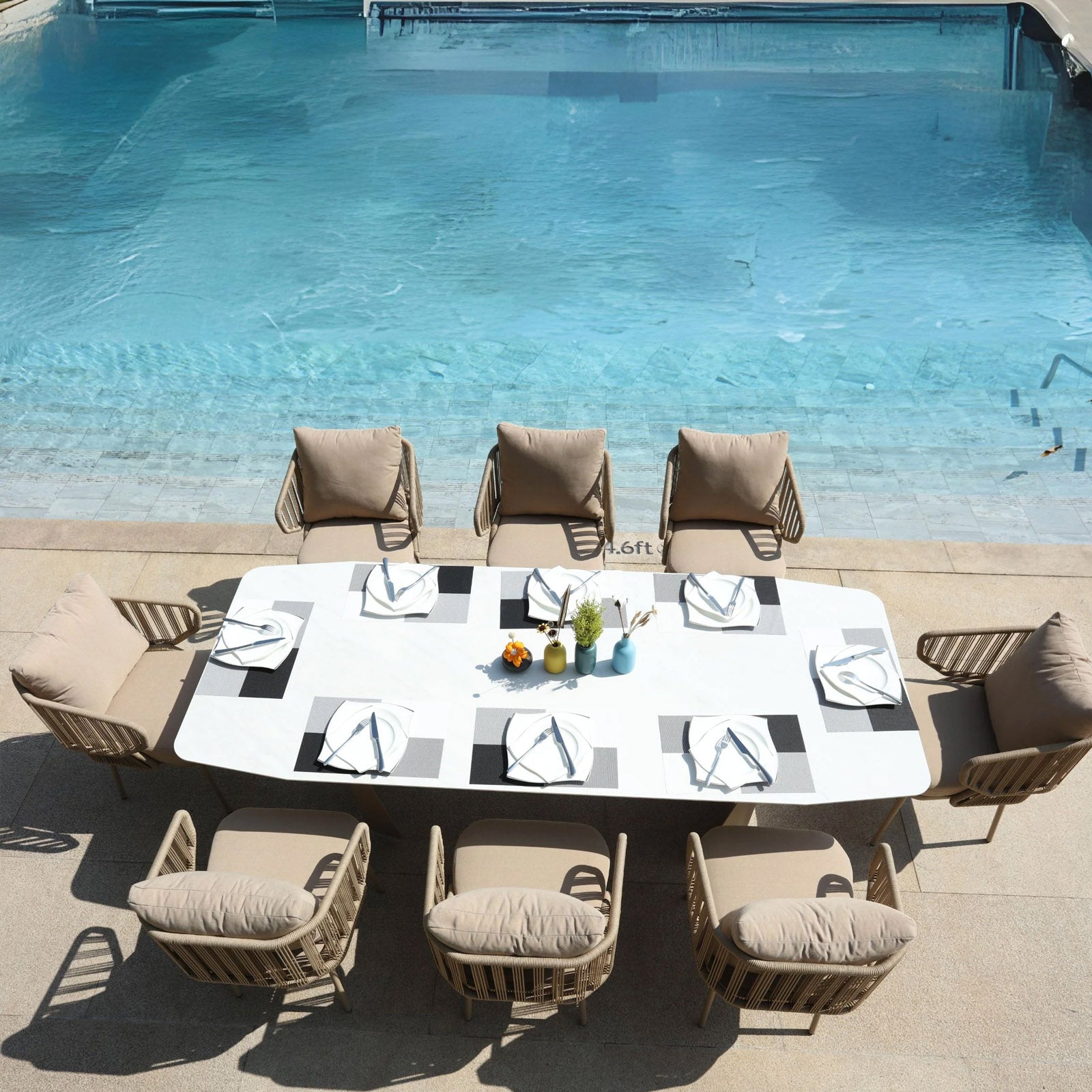 Embrace Rectangular Outdoor Dining Table MYX-DT1020 -  Outdoor Tables - ebarza Furniture UAE | Shop Modern Furniture in Abu Dhabi & Dubai - مفروشات ايبازرا في الامارات | تسوق اثاث عصري وديكورات مميزة في دبي وابوظبي