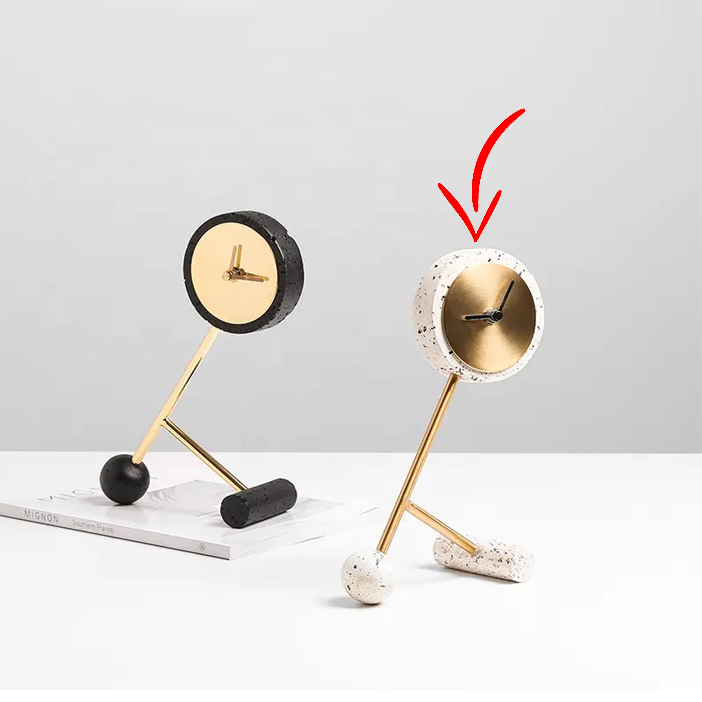 White Resin Clock With Gold Face FB-W22015A - Clocks - ebarza Furniture UAE | Shop Modern Furniture in Abu Dhabi & Dubai - مفروشات ايبازرا في الامارات | تسوق اثاث عصري وديكورات مميزة في دبي وابوظبي