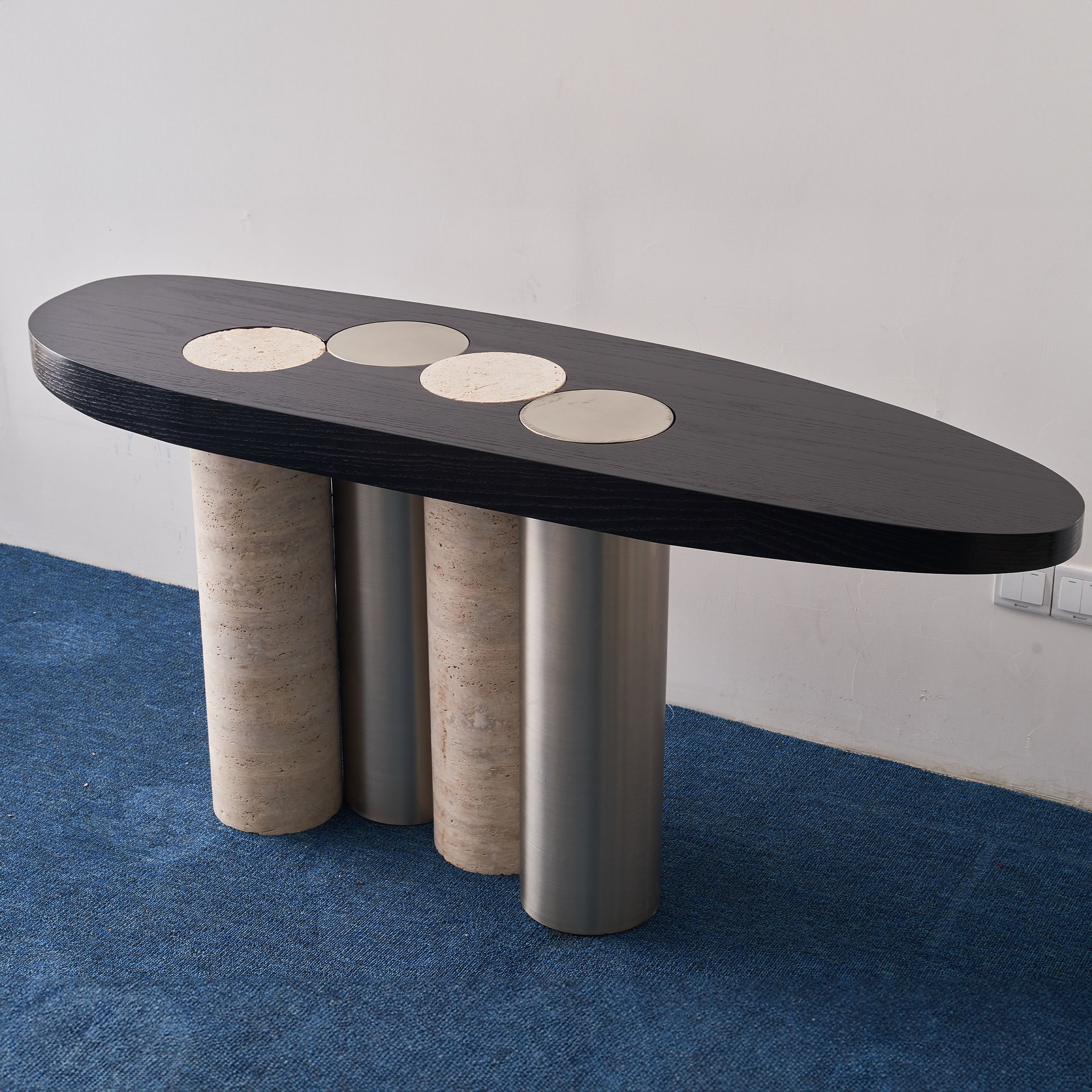 Travertine Console Table JA016 - Consoles - ebarza Furniture UAE | Shop Modern Furniture in Abu Dhabi & Dubai - مفروشات ايبازرا في الامارات | تسوق اثاث عصري وديكورات مميزة في دبي وابوظبي