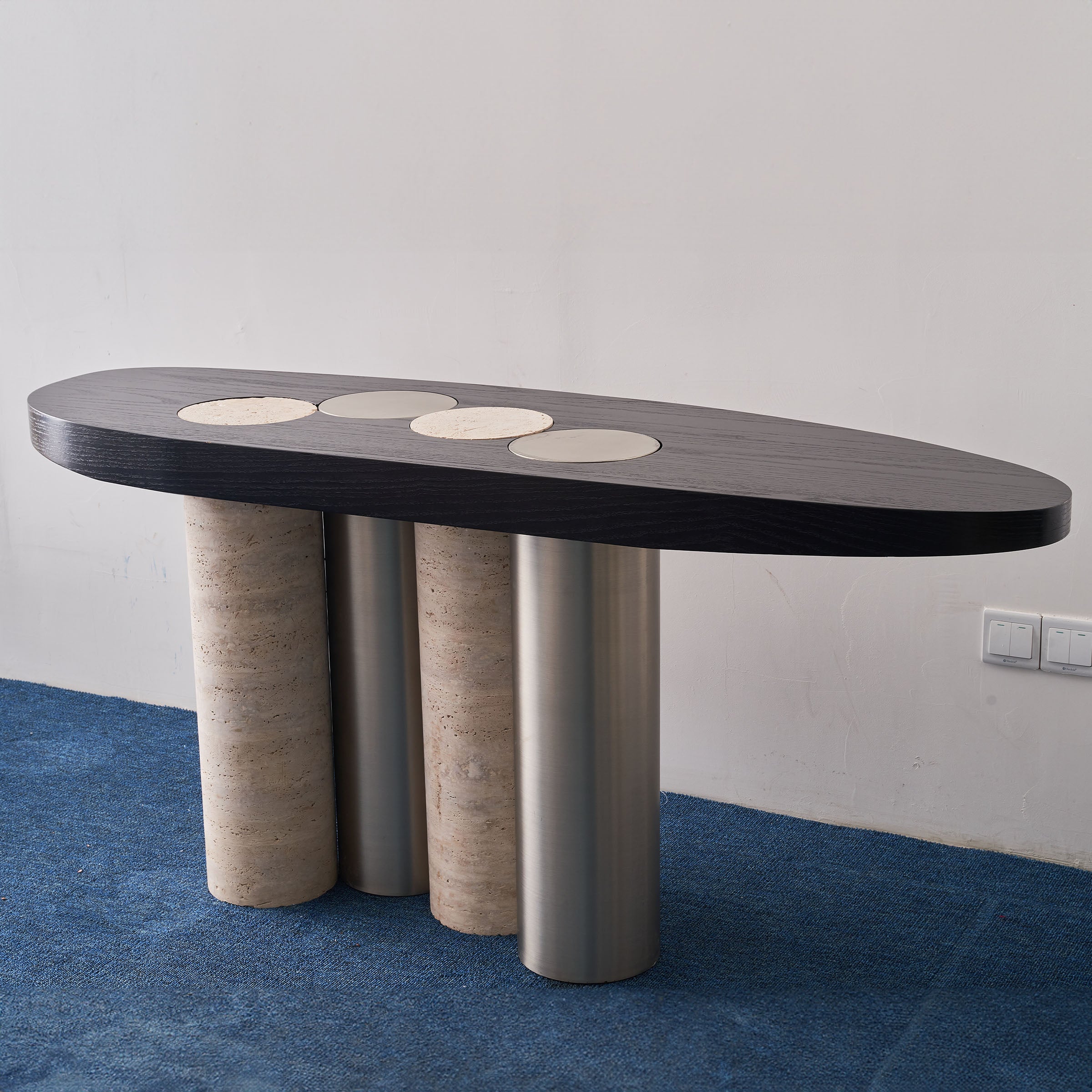 Travertine Console Table JA016 - Consoles - ebarza Furniture UAE | Shop Modern Furniture in Abu Dhabi & Dubai - مفروشات ايبازرا في الامارات | تسوق اثاث عصري وديكورات مميزة في دبي وابوظبي