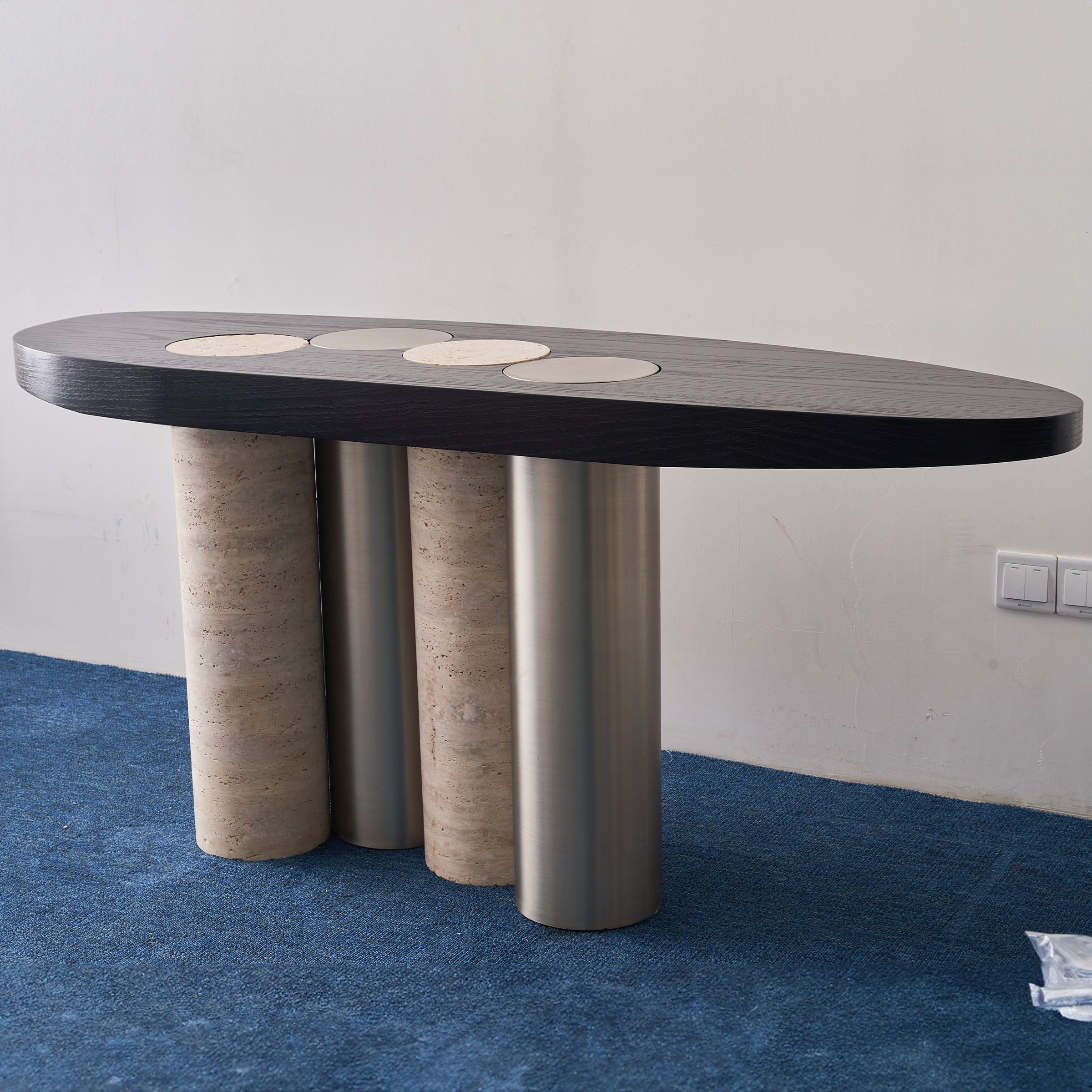 Travertine Console Table JA016 - Consoles - ebarza Furniture UAE | Shop Modern Furniture in Abu Dhabi & Dubai - مفروشات ايبازرا في الامارات | تسوق اثاث عصري وديكورات مميزة في دبي وابوظبي