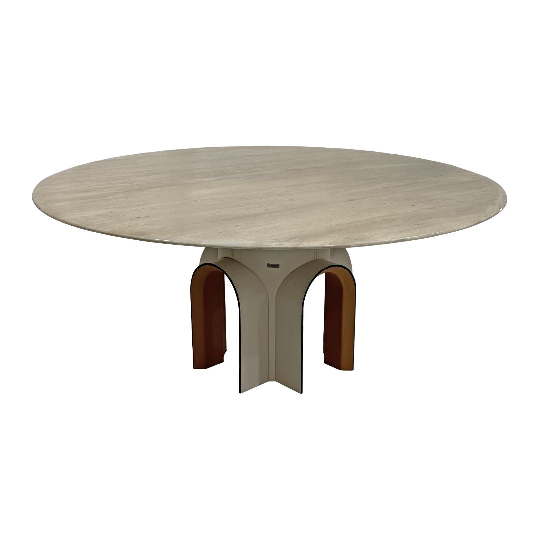 Pre-order 35 Days Delivery Travertine Stone Dining Table DT-A232 - Dining Tables - ebarza Furniture UAE | Shop Modern Furniture in Abu Dhabi & Dubai - مفروشات ايبازرا في الامارات | تسوق اثاث عصري وديكورات مميزة في دبي وابوظبي