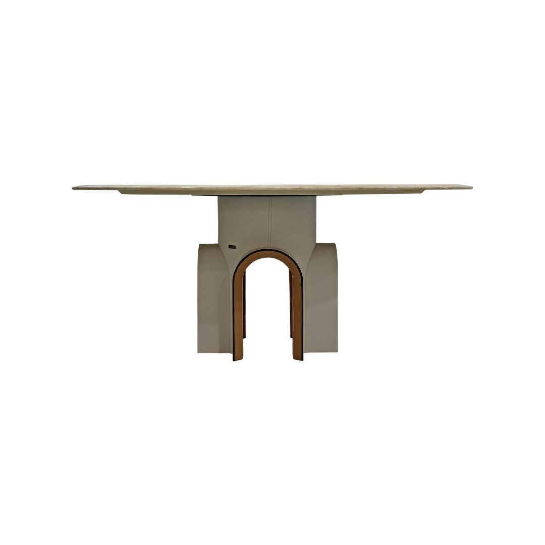 Pre-order 35 Days Delivery Travertine Stone Dining Table DT-A232 - Dining Tables - ebarza Furniture UAE | Shop Modern Furniture in Abu Dhabi & Dubai - مفروشات ايبازرا في الامارات | تسوق اثاث عصري وديكورات مميزة في دبي وابوظبي