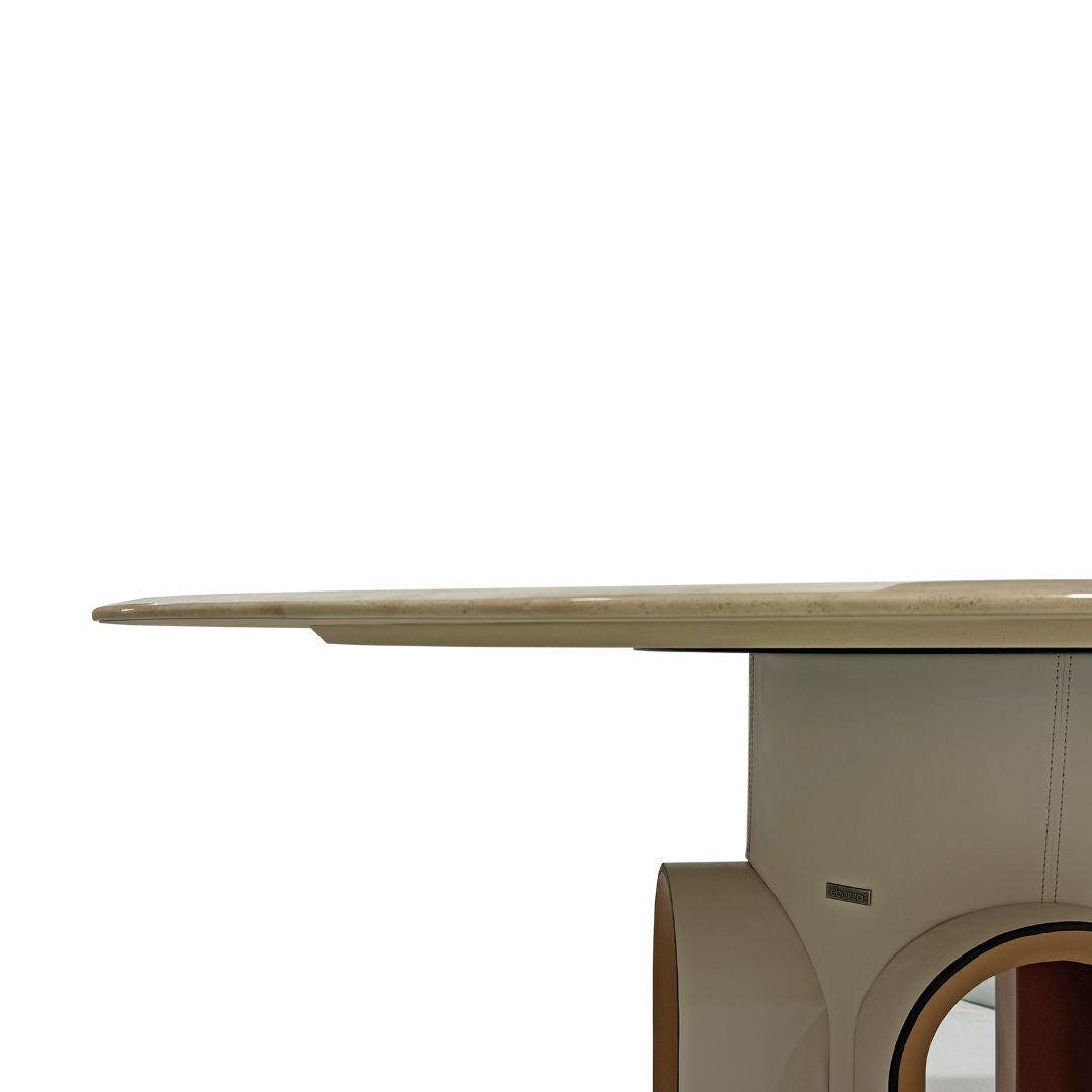 Pre-order 35 Days Delivery Travertine Stone Dining Table DT-A232 - Dining Tables - ebarza Furniture UAE | Shop Modern Furniture in Abu Dhabi & Dubai - مفروشات ايبازرا في الامارات | تسوق اثاث عصري وديكورات مميزة في دبي وابوظبي