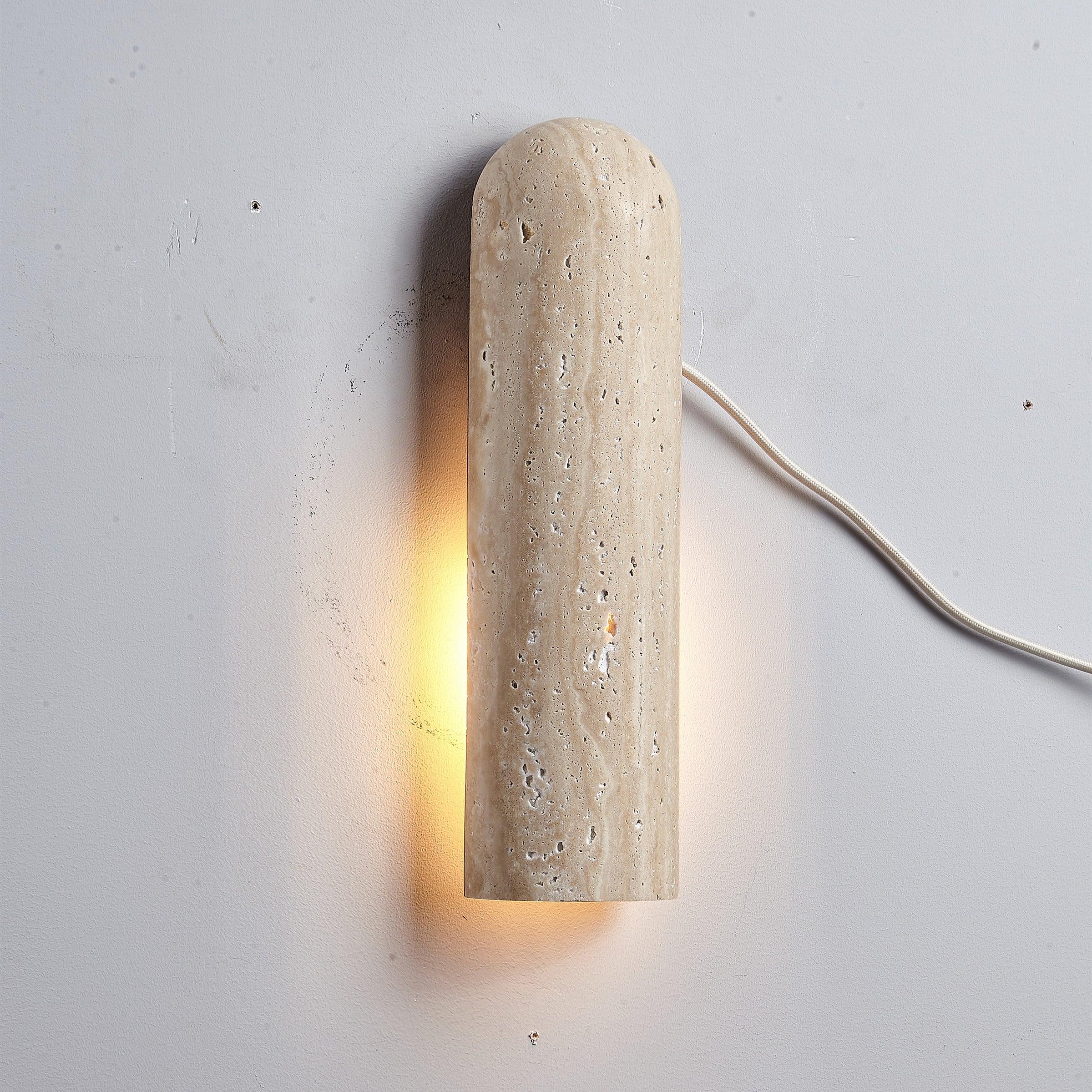 Beige Natural Travertine Marble Wall Lamp 60007-1W - Wall Lamps - ebarza Furniture UAE | Shop Modern Furniture in Abu Dhabi & Dubai - مفروشات ايبازرا في الامارات | تسوق اثاث عصري وديكورات مميزة في دبي وابوظبي