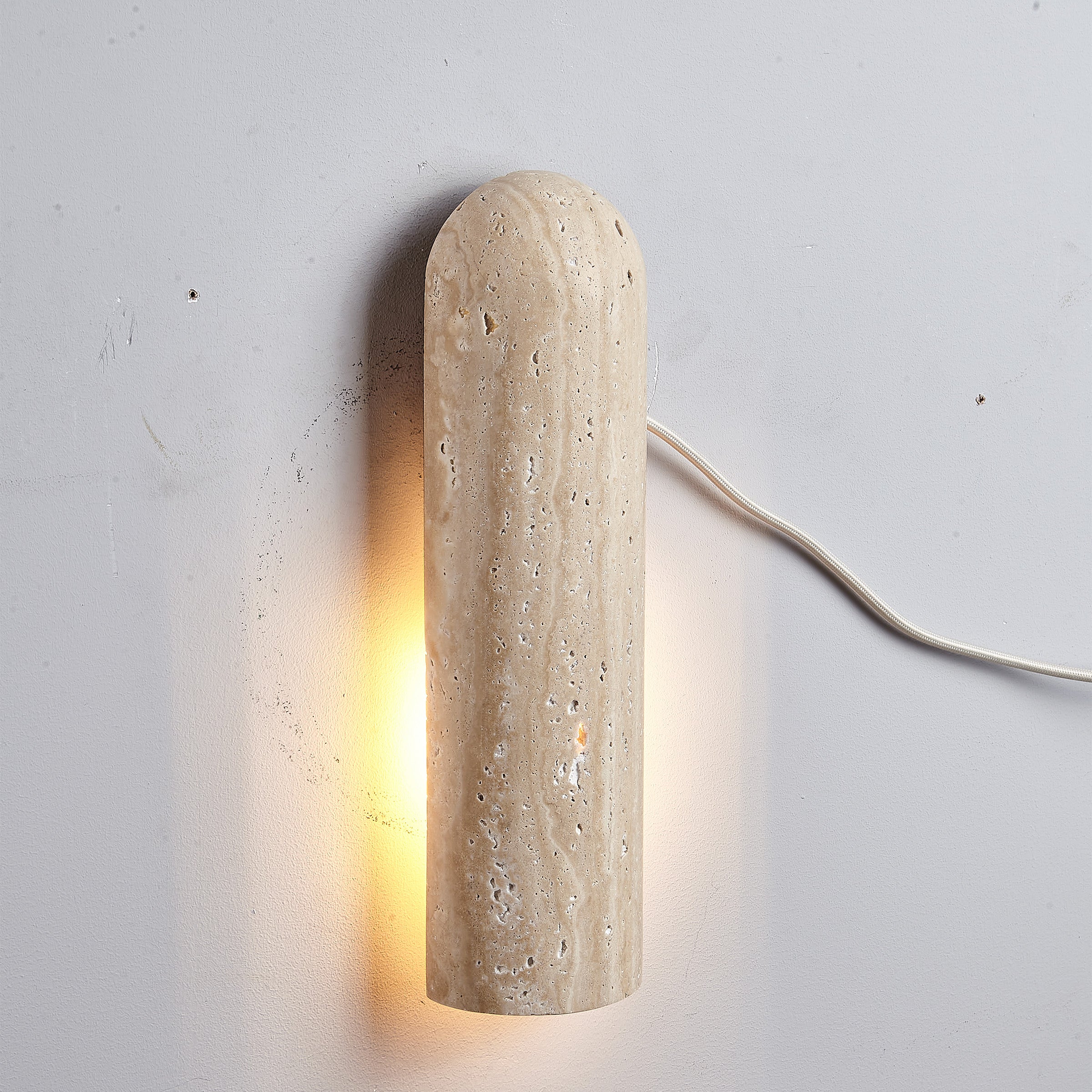 Beige Natural Travertine Marble Wall Lamp 60007-1W - Wall Lamps - ebarza Furniture UAE | Shop Modern Furniture in Abu Dhabi & Dubai - مفروشات ايبازرا في الامارات | تسوق اثاث عصري وديكورات مميزة في دبي وابوظبي