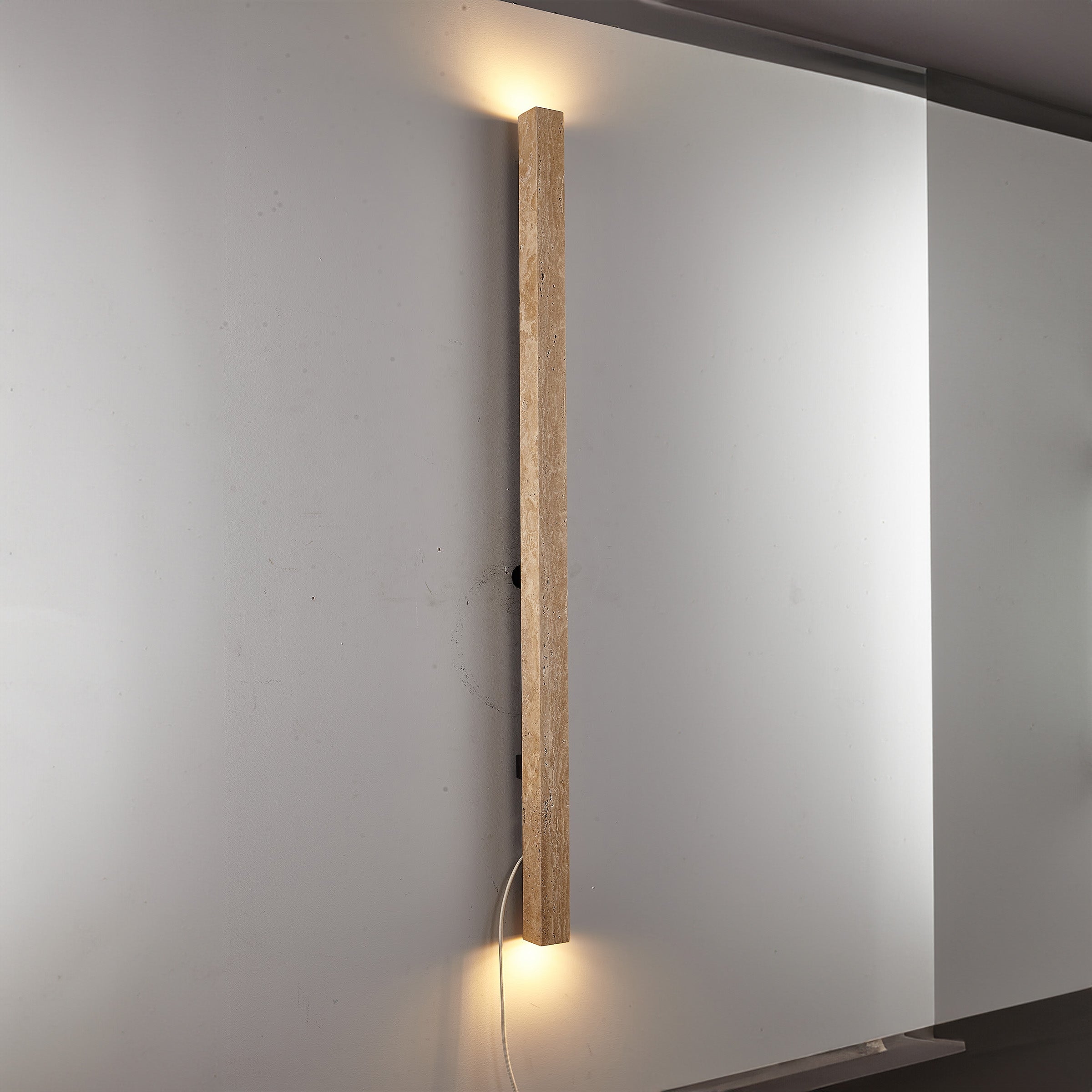 Beige Natural Travertine Marble Wall Lamp 60020-3W - Wall Lamps - ebarza Furniture UAE | Shop Modern Furniture in Abu Dhabi & Dubai - مفروشات ايبازرا في الامارات | تسوق اثاث عصري وديكورات مميزة في دبي وابوظبي