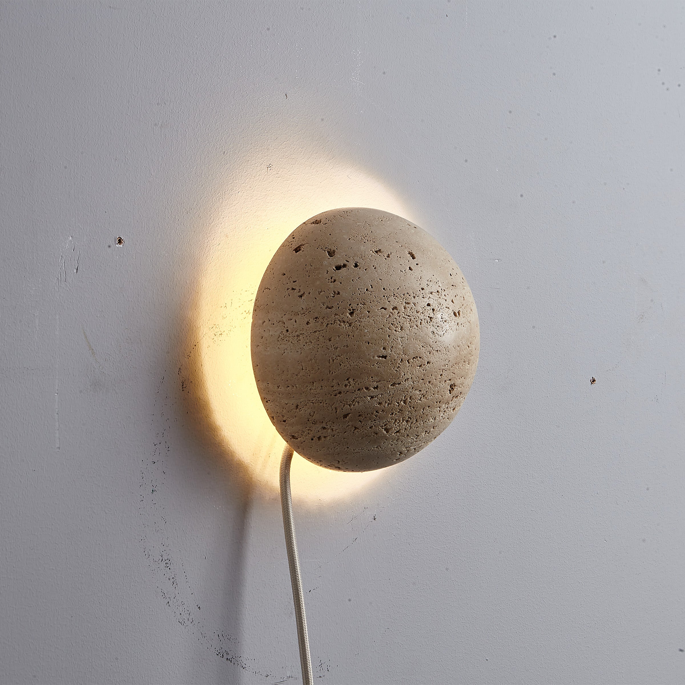 Beige Natural Travertine Marble Wall Lamp 60109-W1 - Wall Lamps - ebarza Furniture UAE | Shop Modern Furniture in Abu Dhabi & Dubai - مفروشات ايبازرا في الامارات | تسوق اثاث عصري وديكورات مميزة في دبي وابوظبي