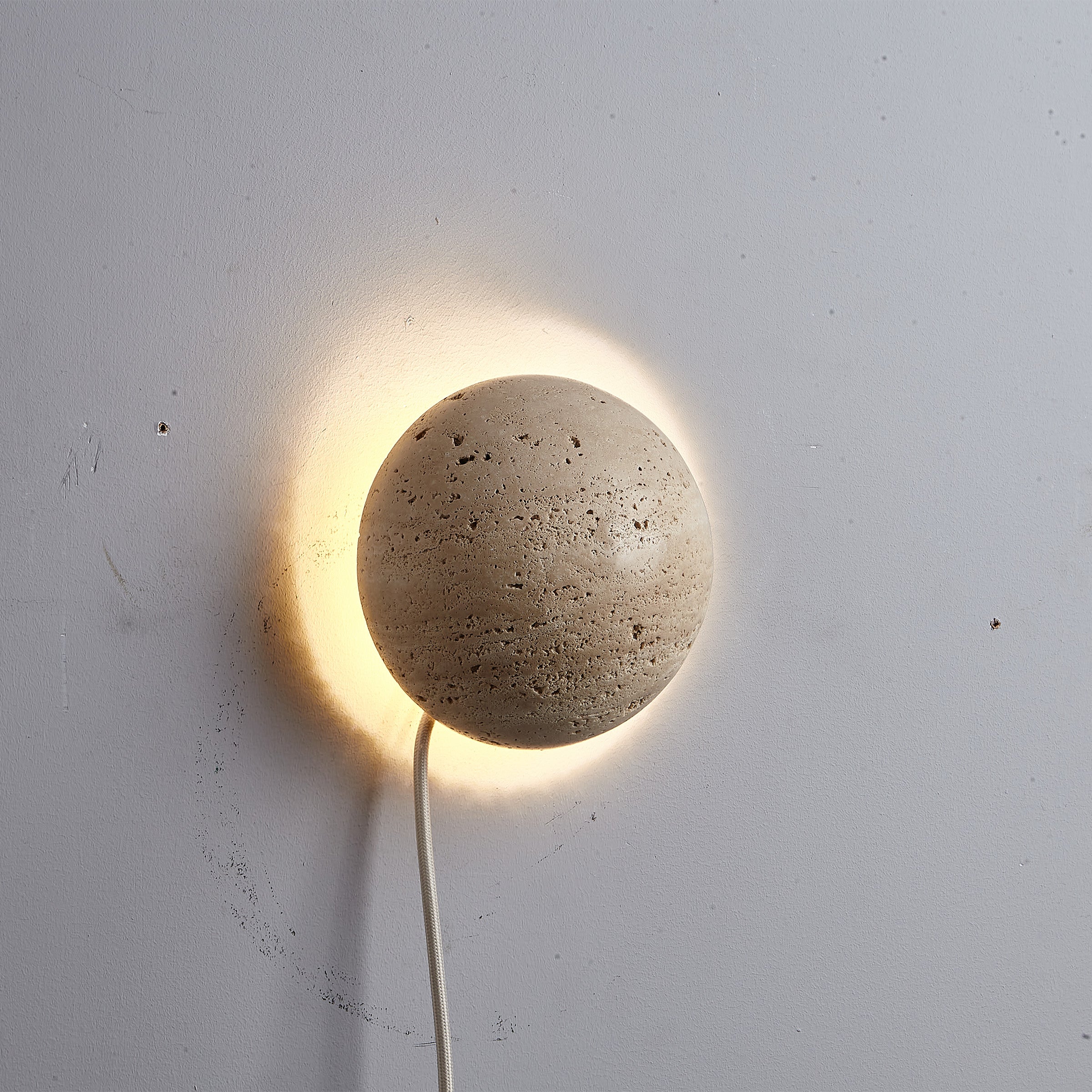 Beige Natural Travertine Marble Wall Lamp 60109-W1 - Wall Lamps - ebarza Furniture UAE | Shop Modern Furniture in Abu Dhabi & Dubai - مفروشات ايبازرا في الامارات | تسوق اثاث عصري وديكورات مميزة في دبي وابوظبي