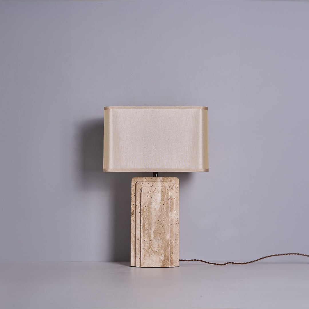 Travertine White Shade Table Lamp JA050 - Desk\table Lamps - ebarza Furniture UAE | Shop Modern Furniture in Abu Dhabi & Dubai - مفروشات ايبازرا في الامارات | تسوق اثاث عصري وديكورات مميزة في دبي وابوظبي