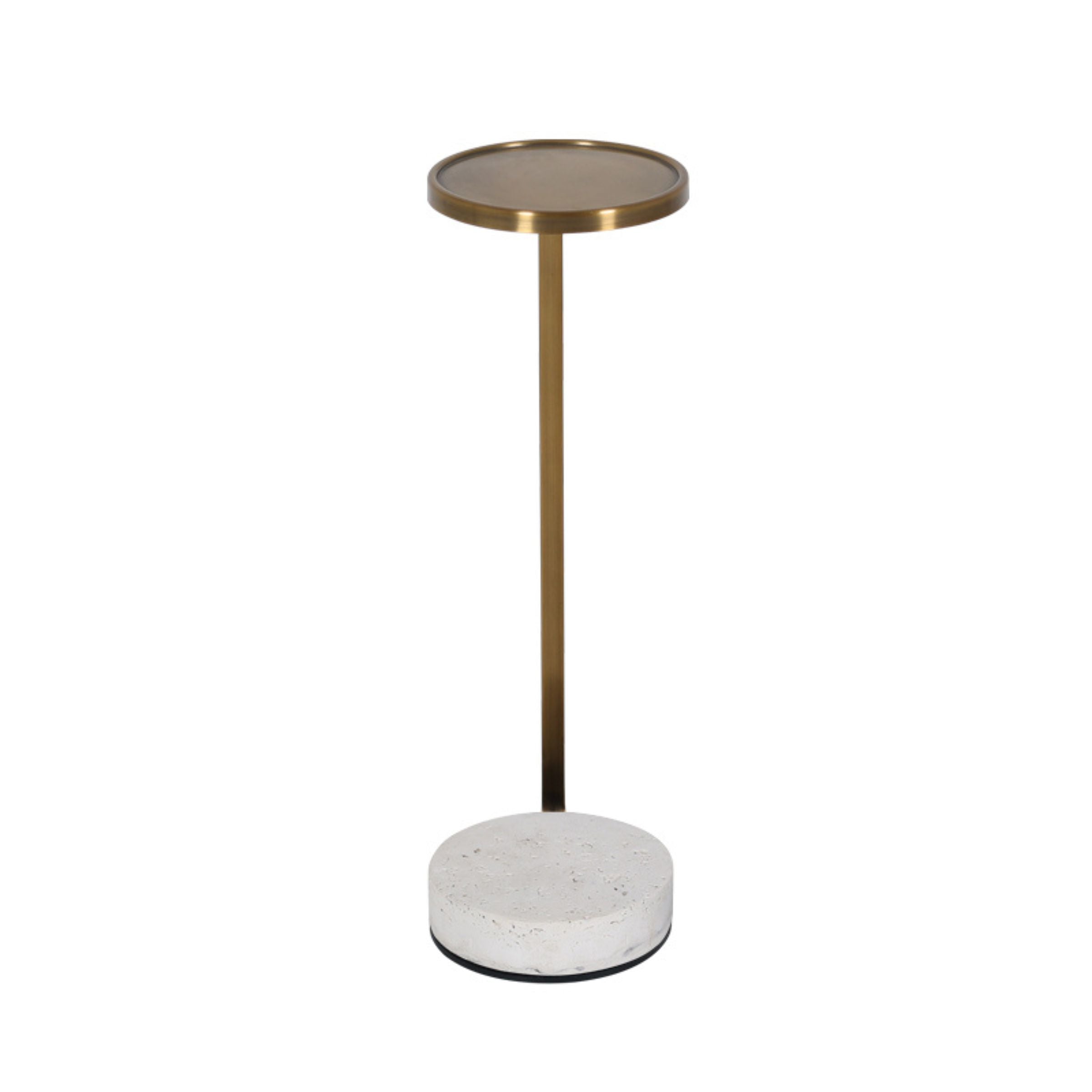 Travertine and Gold metal in Copper Side Table BP4916-TRA -  Side Tables - ebarza Furniture UAE | Shop Modern Furniture in Abu Dhabi & Dubai - مفروشات ايبازرا في الامارات | تسوق اثاث عصري وديكورات مميزة في دبي وابوظبي