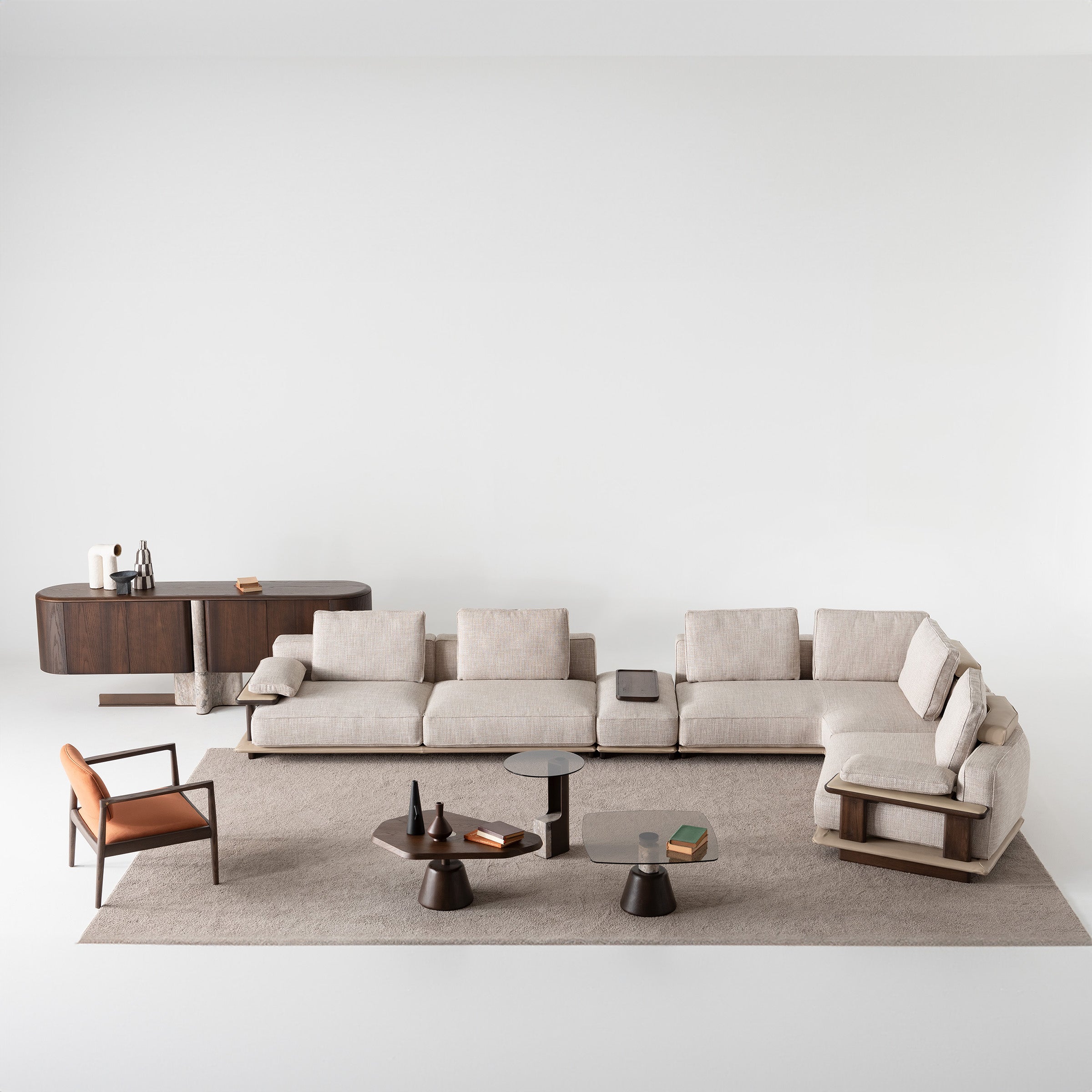 ODEON SINGLE MODULE WITH LEFT ARM 123cm for Odeon Sofa OD-L/M-ARM003 - Sofas - ebarza Furniture UAE | Shop Modern Furniture in Abu Dhabi & Dubai - مفروشات ايبازرا في الامارات | تسوق اثاث عصري وديكورات مميزة في دبي وابوظبي