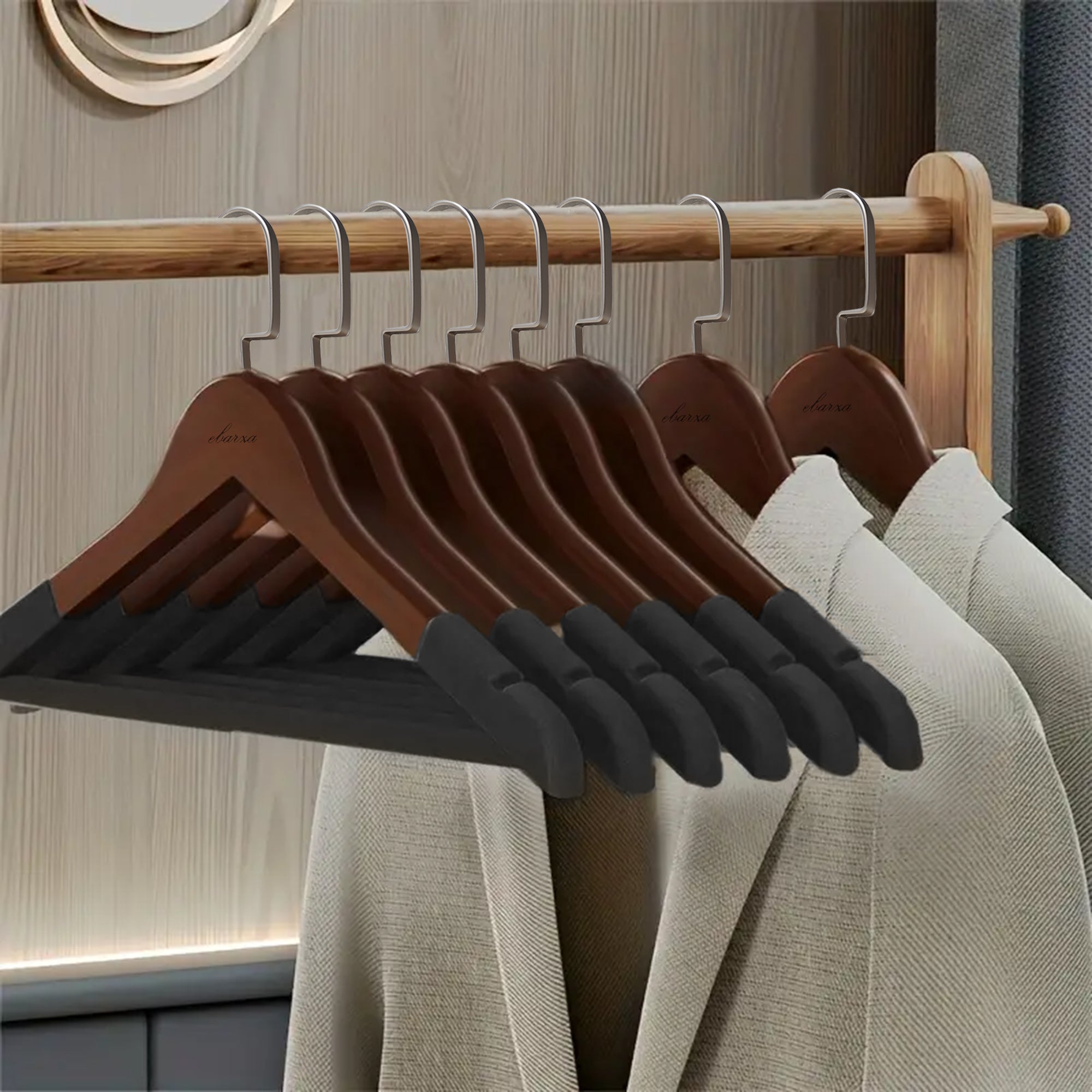 Set of 3 Maple Wood Coat Hanger LSM-01 - Hangers - ebarza Furniture UAE | Shop Modern Furniture in Abu Dhabi & Dubai - مفروشات ايبازرا في الامارات | تسوق اثاث عصري وديكورات مميزة في دبي وابوظبي