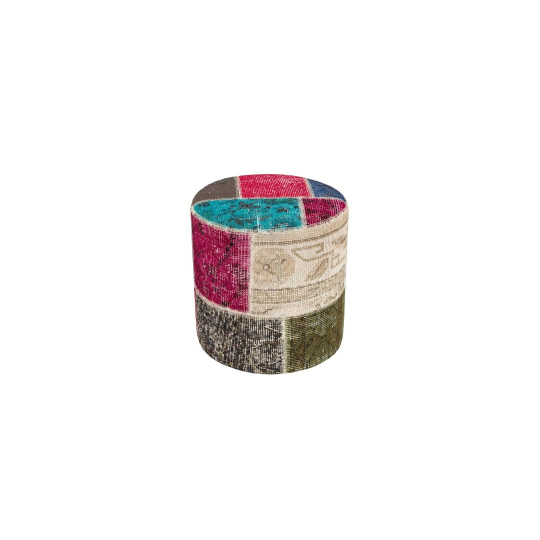 Anatolian Patchwork Style Pouf P24 - Poufs - ebarza Furniture UAE | Shop Modern Furniture in Abu Dhabi & Dubai - مفروشات ايبازرا في الامارات | تسوق اثاث عصري وديكورات مميزة في دبي وابوظبي