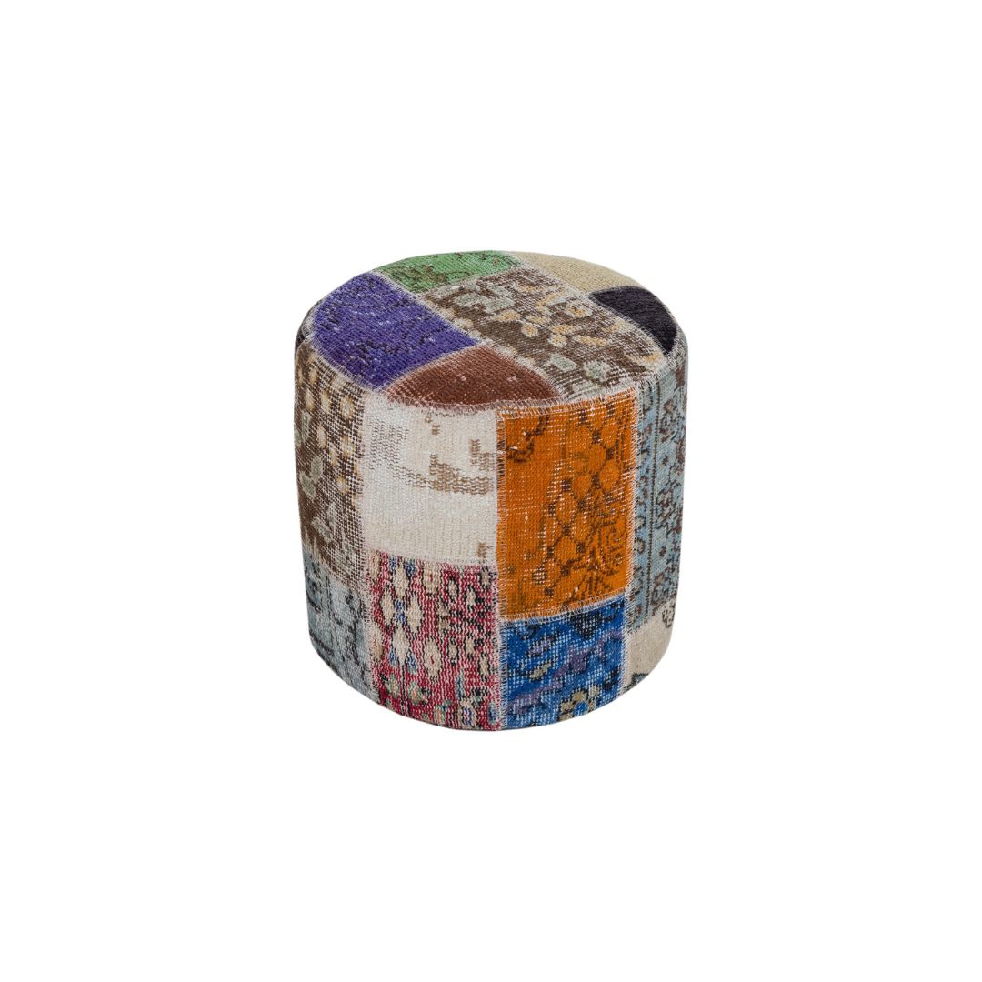 Anatolian Patchwork Style Pouf P27 - Poufs - ebarza Furniture UAE | Shop Modern Furniture in Abu Dhabi & Dubai - مفروشات ايبازرا في الامارات | تسوق اثاث عصري وديكورات مميزة في دبي وابوظبي