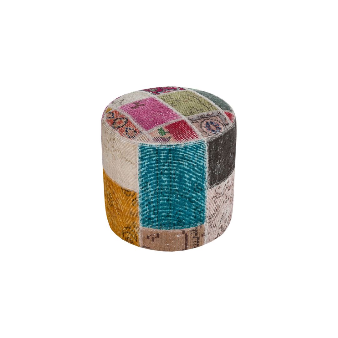 Anatolian Patchwork Style Pouf P27 - Poufs - ebarza Furniture UAE | Shop Modern Furniture in Abu Dhabi & Dubai - مفروشات ايبازرا في الامارات | تسوق اثاث عصري وديكورات مميزة في دبي وابوظبي