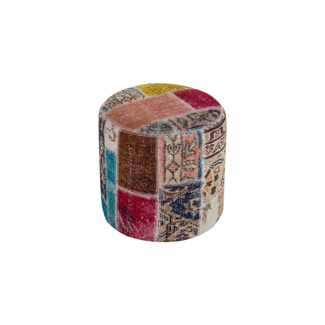 Anatolian Patchwork Style Pouf P27 - Poufs - ebarza Furniture UAE | Shop Modern Furniture in Abu Dhabi & Dubai - مفروشات ايبازرا في الامارات | تسوق اثاث عصري وديكورات مميزة في دبي وابوظبي