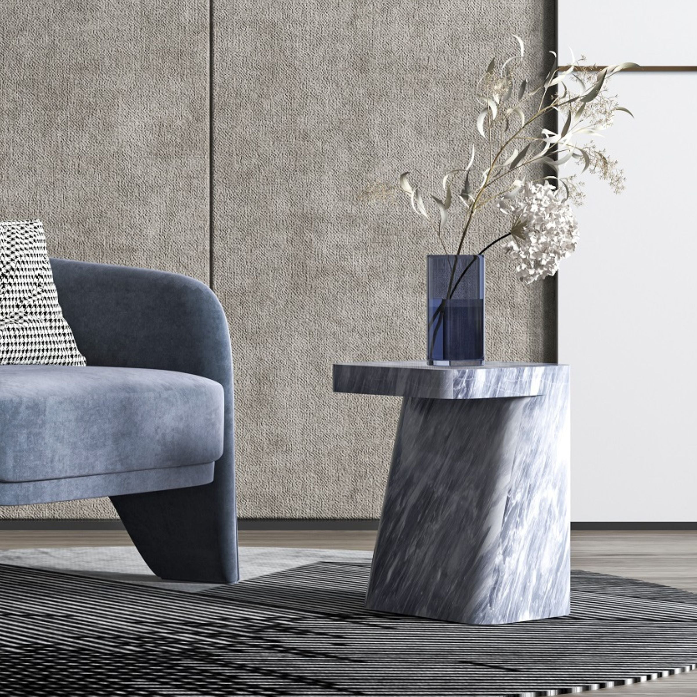 Rome Natural Marble Side Table Lucust 323STL -  Side Tables - ebarza Furniture UAE | Shop Modern Furniture in Abu Dhabi & Dubai - مفروشات ايبازرا في الامارات | تسوق اثاث عصري وديكورات مميزة في دبي وابوظبي