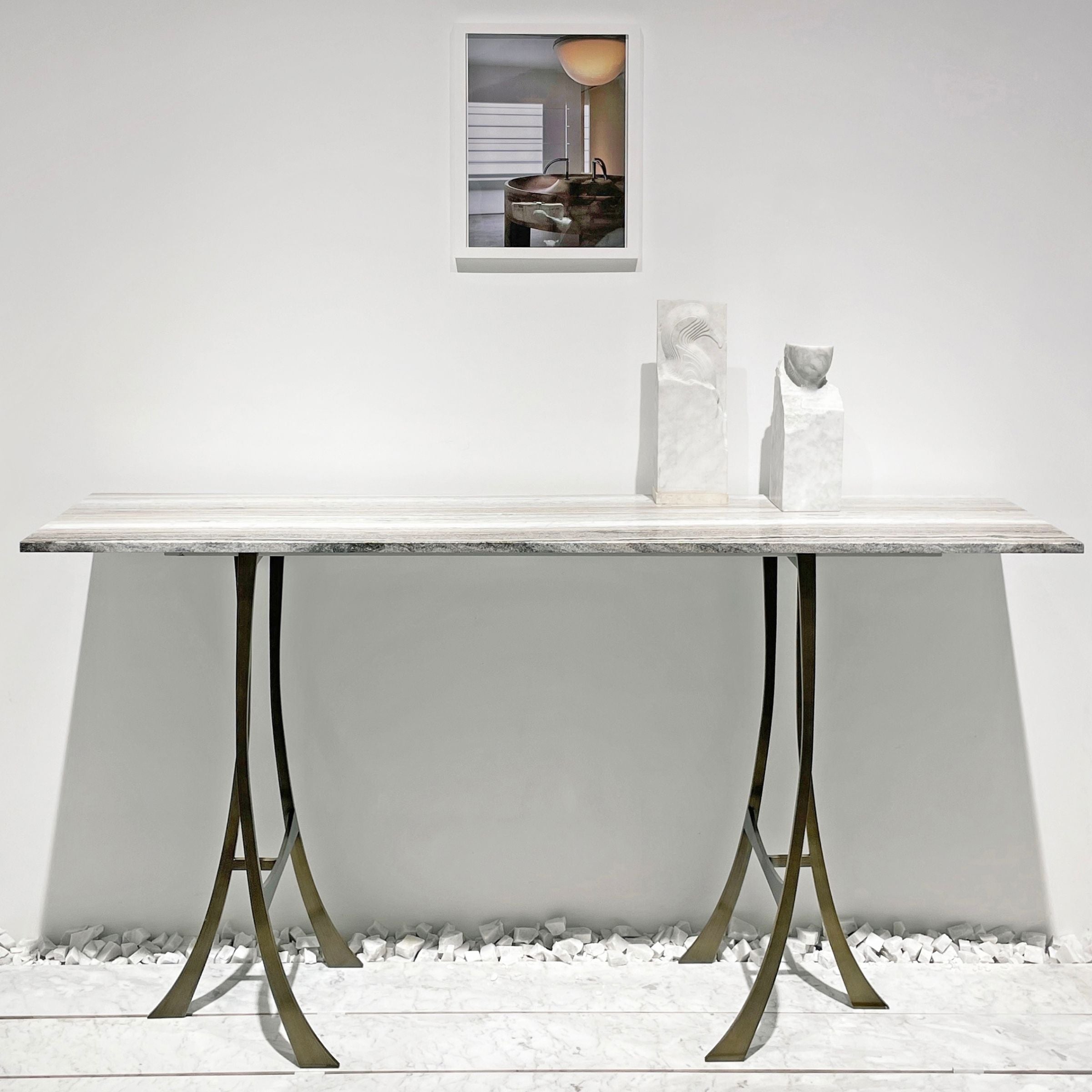 Natural Stone Water Melody Stainless Steel Console Table 421HT - Consoles - ebarza Furniture UAE | Shop Modern Furniture in Abu Dhabi & Dubai - مفروشات ايبازرا في الامارات | تسوق اثاث عصري وديكورات مميزة في دبي وابوظبي