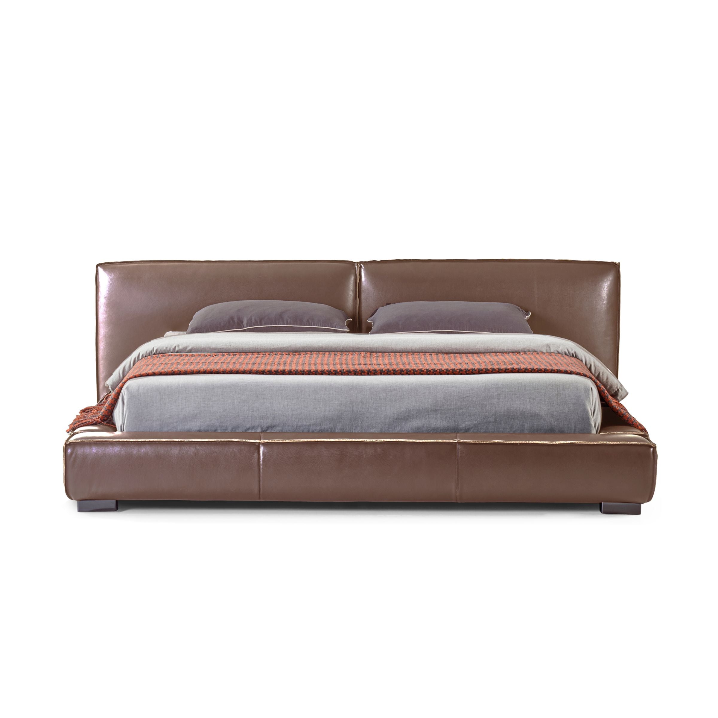 New Melano Bed Wooden Frame Full Leather B023 - Bedsteads - ebarza Furniture UAE | Shop Modern Furniture in Abu Dhabi & Dubai - مفروشات ايبازرا في الامارات | تسوق اثاث عصري وديكورات مميزة في دبي وابوظبي
