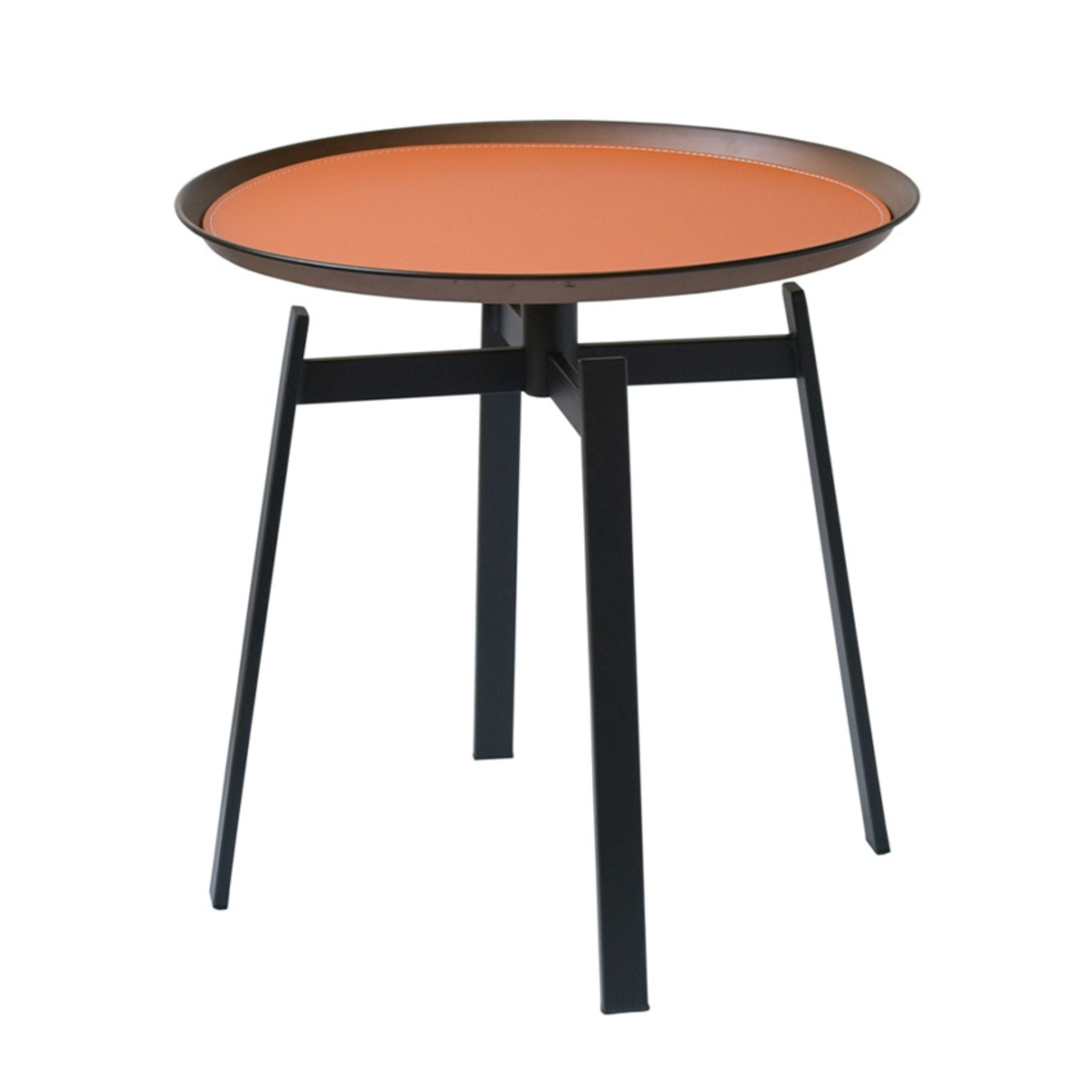 Mycroft Bronze Saddle Leather Side Table 53 cm MLL-D20 -  Side Tables - ebarza Furniture UAE | Shop Modern Furniture in Abu Dhabi & Dubai - مفروشات ايبازرا في الامارات | تسوق اثاث عصري وديكورات مميزة في دبي وابوظبي