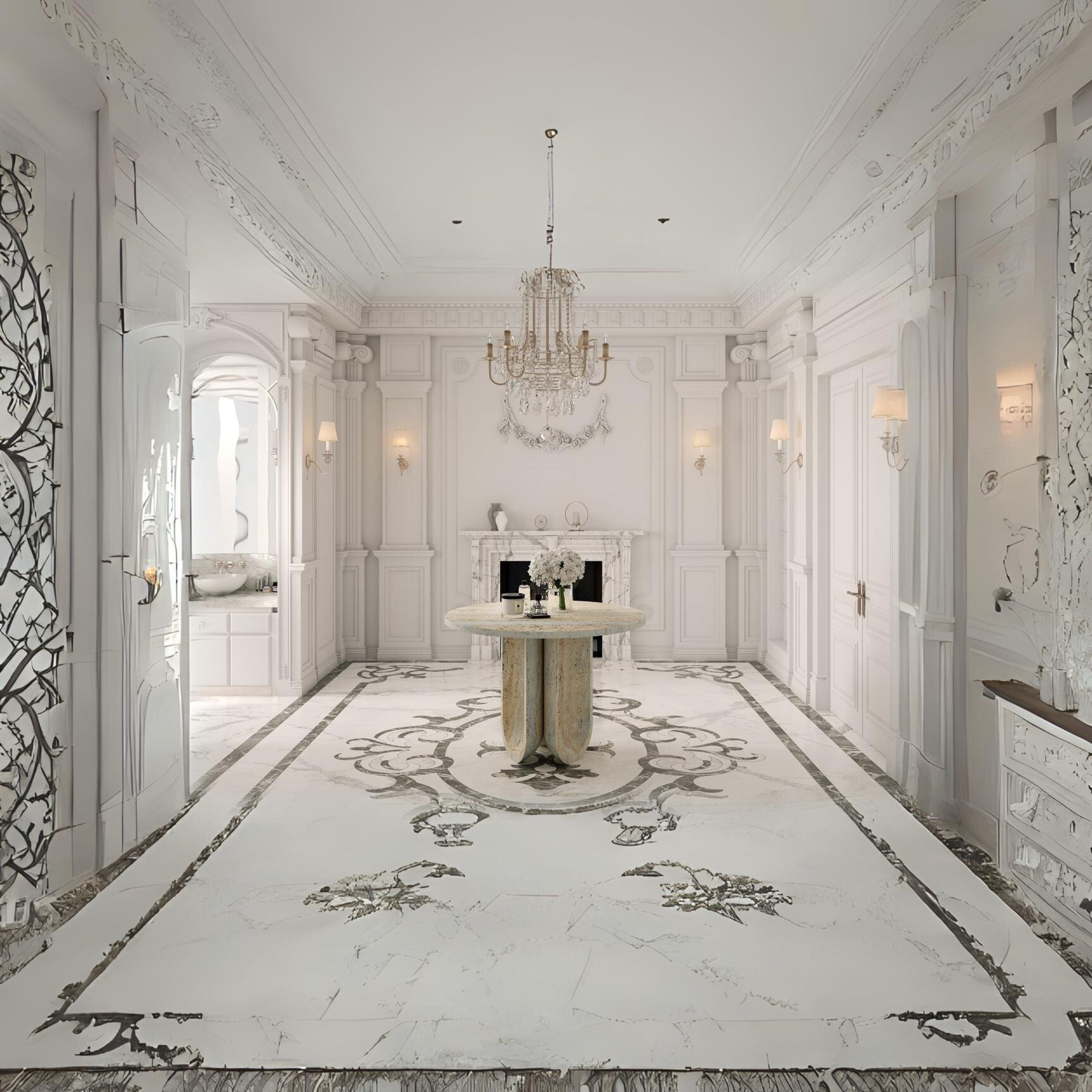 Pre-order 90 Days Delivery Natural Stone Silver Travertine Dining Table 493DTS - Dining Tables - ebarza Furniture UAE | Shop Modern Furniture in Abu Dhabi & Dubai - مفروشات ايبازرا في الامارات | تسوق اثاث عصري وديكورات مميزة في دبي وابوظبي