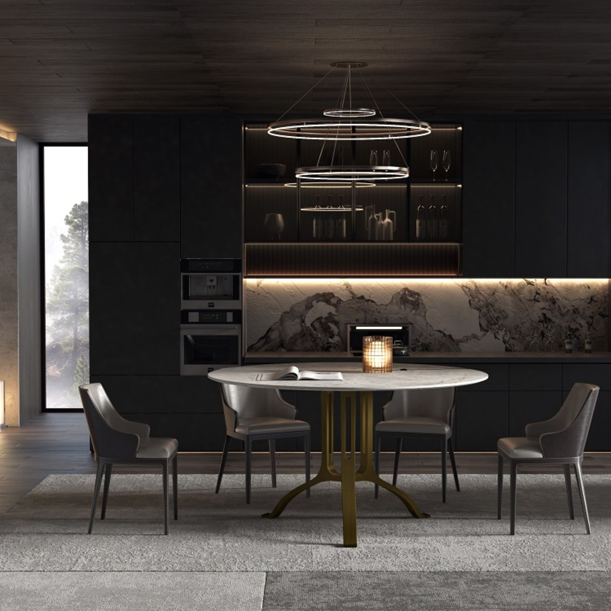 Vienna Natural Marble Circular Dining Table 342DT - Dining Tables - ebarza Furniture UAE | Shop Modern Furniture in Abu Dhabi & Dubai - مفروشات ايبازرا في الامارات | تسوق اثاث عصري وديكورات مميزة في دبي وابوظبي