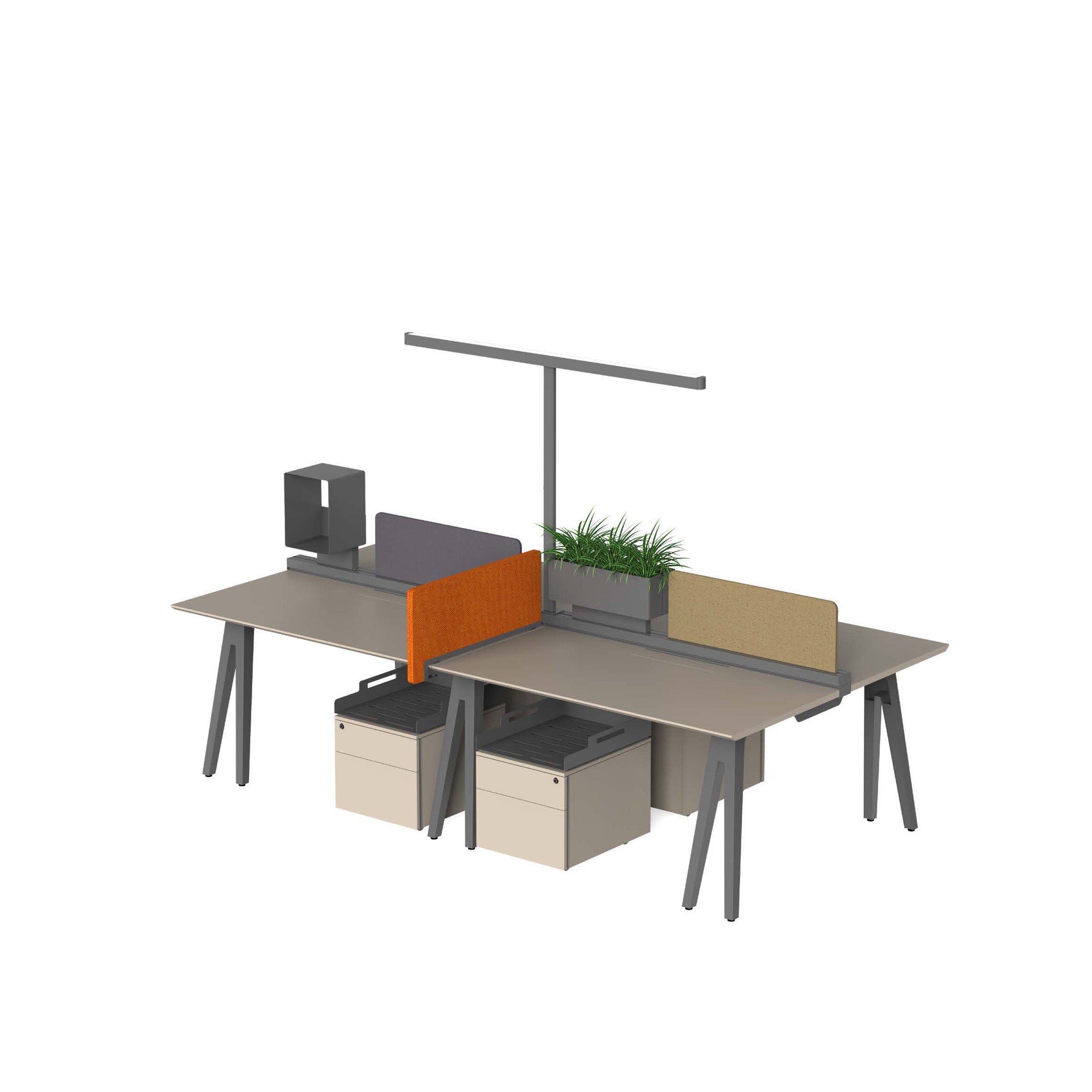 VIPO 4 SEATS Workstation 300*140*75 cm 4-SEATER/VIPO-714F - Office Desks - ebarza Furniture UAE | Shop Modern Furniture in Abu Dhabi & Dubai - مفروشات ايبازرا في الامارات | تسوق اثاث عصري وديكورات مميزة في دبي وابوظبي