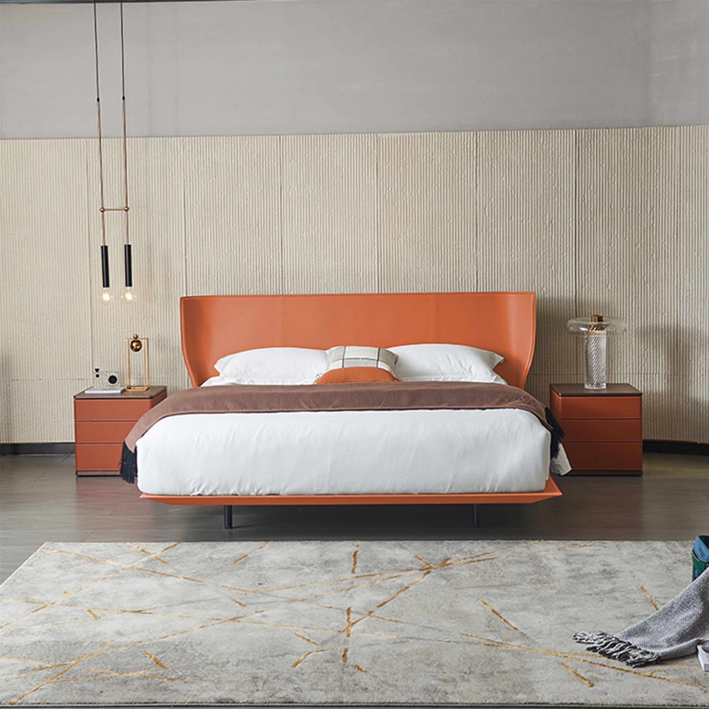 Verona Orange Queen Size Bed MLL-F13 Q - Bedsteads - ebarza Furniture UAE | Shop Modern Furniture in Abu Dhabi & Dubai - مفروشات ايبازرا في الامارات | تسوق اثاث عصري وديكورات مميزة في دبي وابوظبي