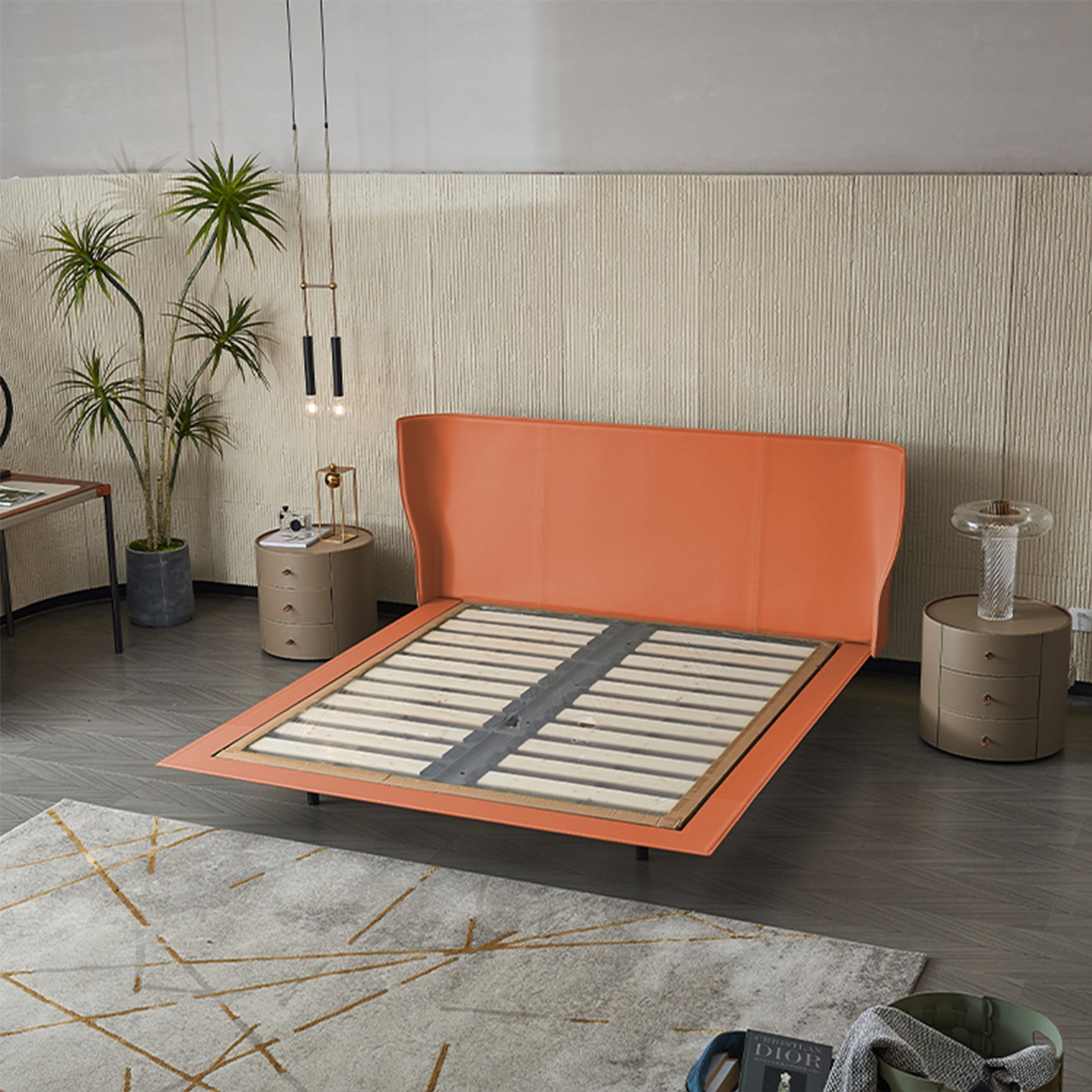 Verona Orange Queen Size Bed MLL-F13 Q - Bedsteads - ebarza Furniture UAE | Shop Modern Furniture in Abu Dhabi & Dubai - مفروشات ايبازرا في الامارات | تسوق اثاث عصري وديكورات مميزة في دبي وابوظبي