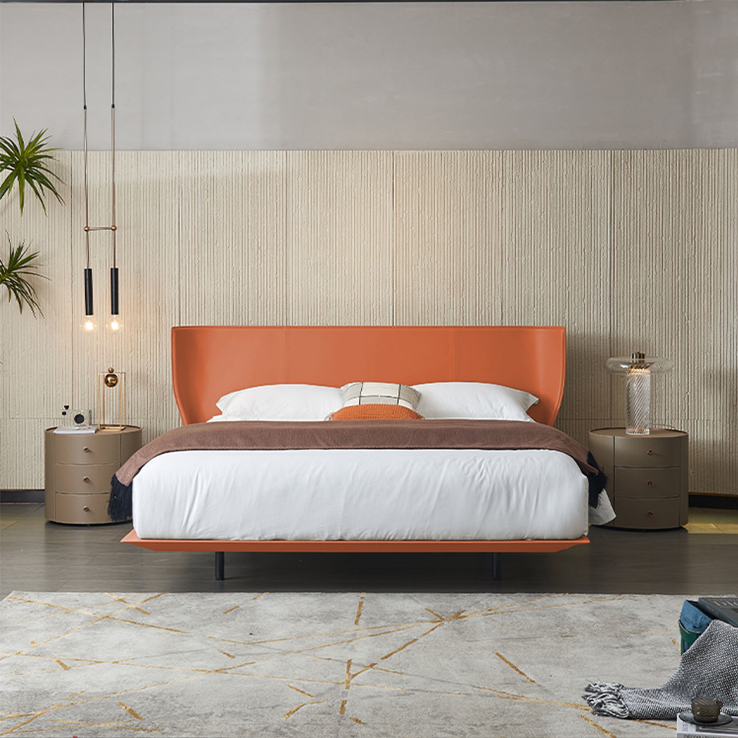 Verona Orange Queen Size Bed MLL-F13 Q - Bedsteads - ebarza Furniture UAE | Shop Modern Furniture in Abu Dhabi & Dubai - مفروشات ايبازرا في الامارات | تسوق اثاث عصري وديكورات مميزة في دبي وابوظبي