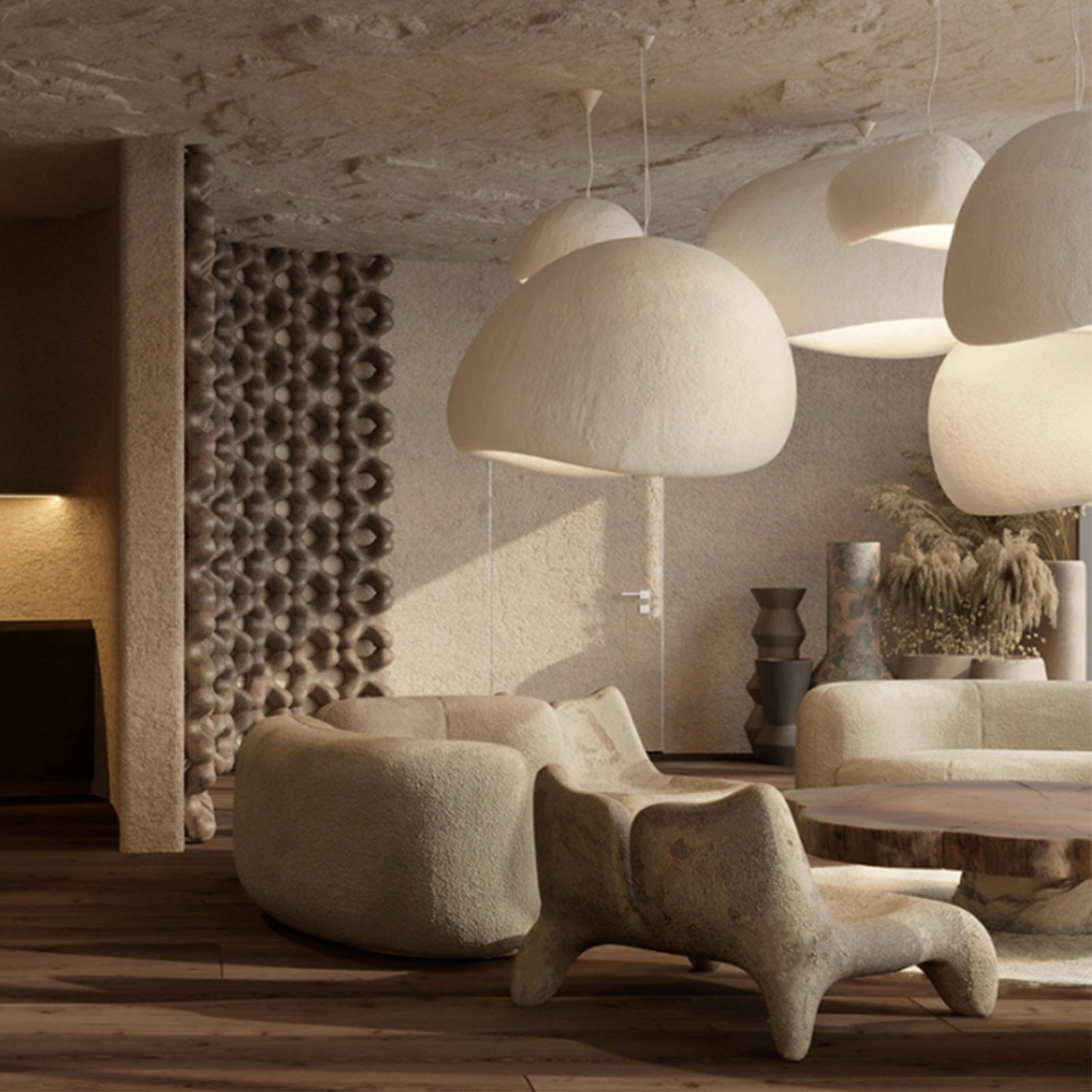 Wabi Sabi Beige 4m Pendant Lamp HTD-IP1433-059 / D38 *H27 - Pendant Lamps - ebarza Furniture UAE | Shop Modern Furniture in Abu Dhabi & Dubai - مفروشات ايبازرا في الامارات | تسوق اثاث عصري وديكورات مميزة في دبي وابوظبي