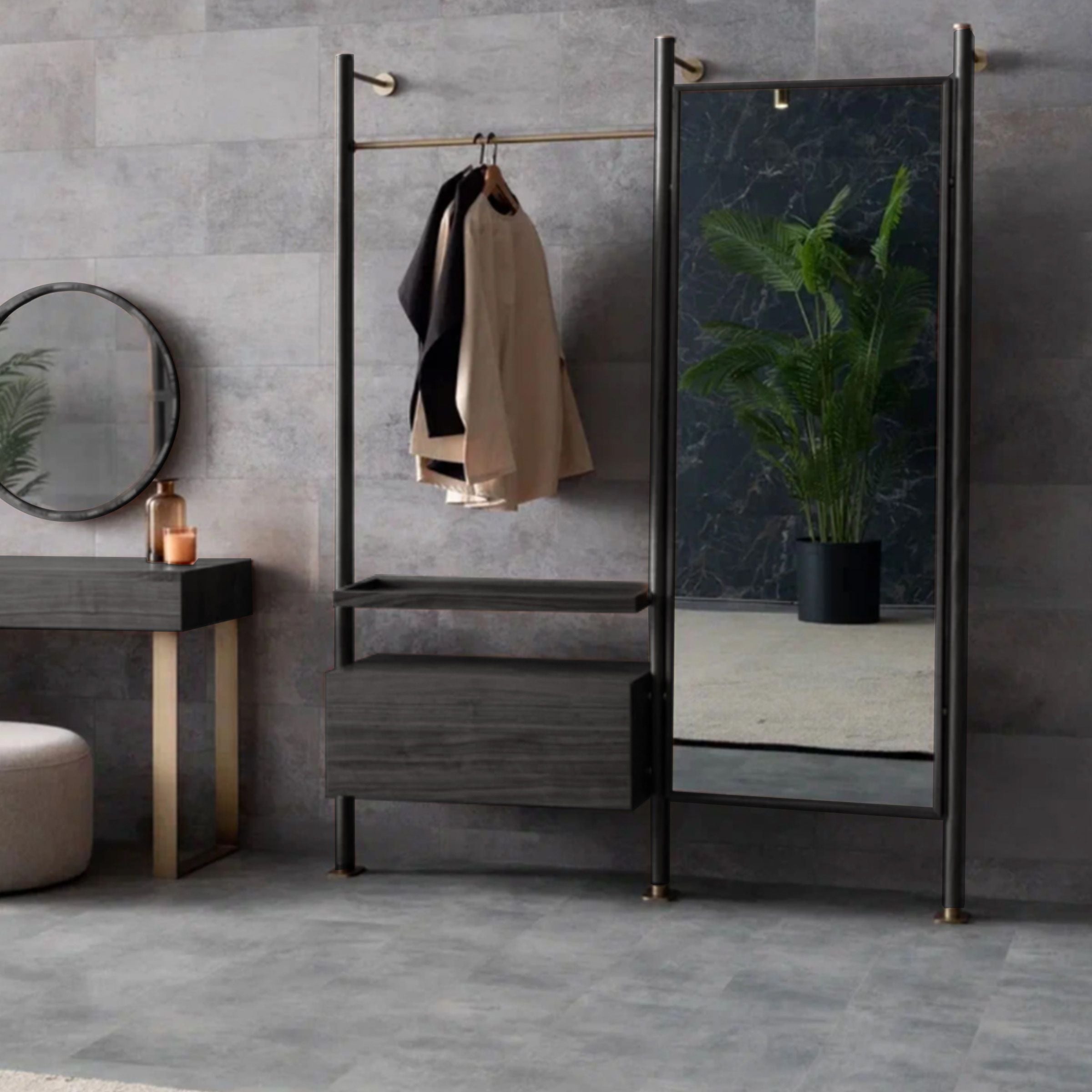 Wagon Black STAND MIRROR MODULE-Black - Mirrors - ebarza Furniture UAE | Shop Modern Furniture in Abu Dhabi & Dubai - مفروشات ايبازرا في الامارات | تسوق اثاث عصري وديكورات مميزة في دبي وابوظبي