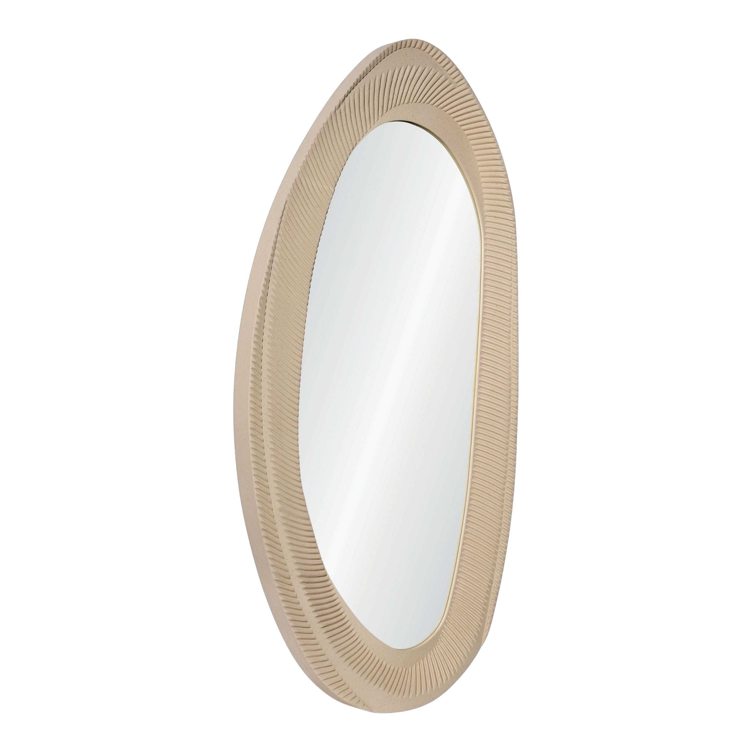 Onda Wall Mirror Brushed Milky White Frame OA-9354-G - Mirrors - ebarza Furniture UAE | Shop Modern Furniture in Abu Dhabi & Dubai - مفروشات ايبازرا في الامارات | تسوق اثاث عصري وديكورات مميزة في دبي وابوظبي