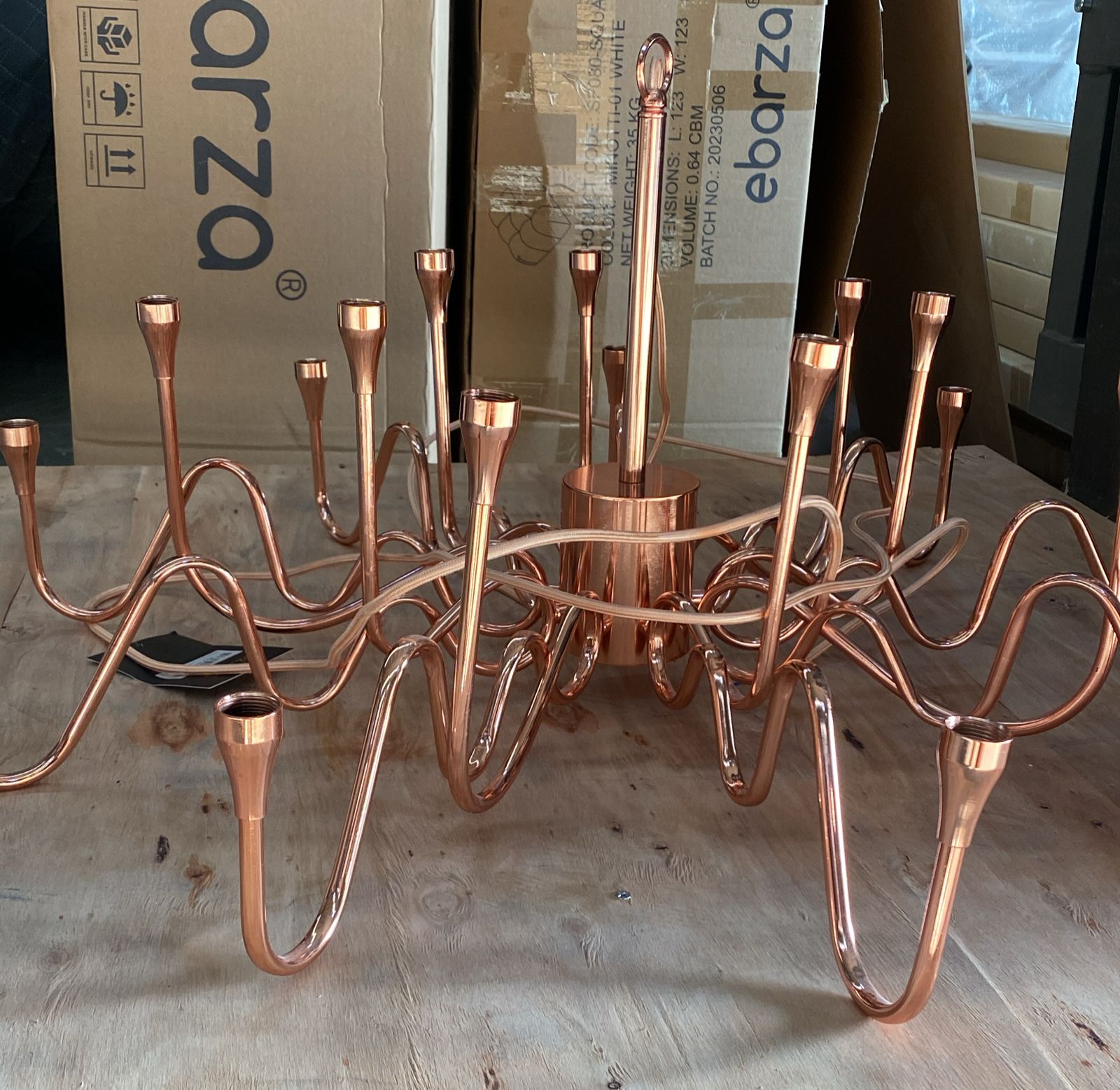 Display Item - Opus Long Chandelier Cy-New-091-Rg Nakheel - DISPLAY ITEM - ebarza Furniture UAE | Shop Modern Furniture in Abu Dhabi & Dubai - مفروشات ايبازرا في الامارات | تسوق اثاث عصري وديكورات مميزة في دبي وابوظبي
