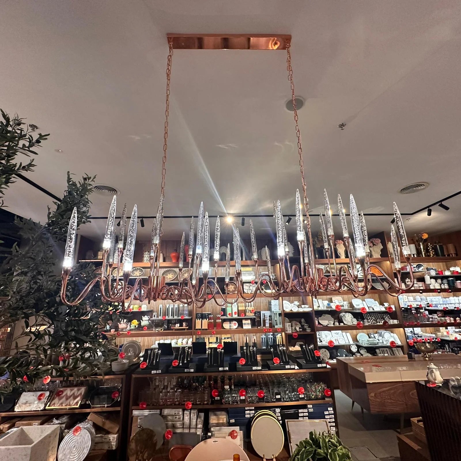 AS IS - Opus Long Chandelier Cy-New-091-Rg-YAS - DISPLAY ITEM - ebarza Furniture UAE | Shop Modern Furniture in Abu Dhabi & Dubai - مفروشات ايبازرا في الامارات | تسوق اثاث عصري وديكورات مميزة في دبي وابوظبي