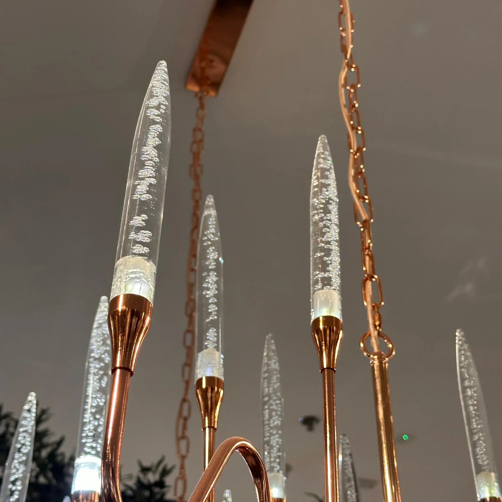 AS IS - Opus Long Chandelier Cy-New-091-Rg-YAS - DISPLAY ITEM - ebarza Furniture UAE | Shop Modern Furniture in Abu Dhabi & Dubai - مفروشات ايبازرا في الامارات | تسوق اثاث عصري وديكورات مميزة في دبي وابوظبي