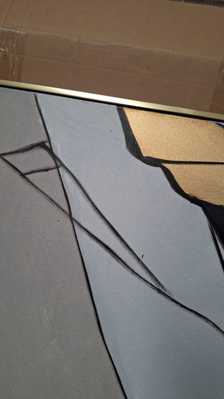 AS IS - Golden Wall Crack Hand Painted Art Painting With Frame 140X140 Cm Soap0101 - DISPLAY ITEM - ebarza Furniture UAE | Shop Modern Furniture in Abu Dhabi & Dubai - مفروشات ايبازرا في الامارات | تسوق اثاث عصري وديكورات مميزة في دبي وابوظبي