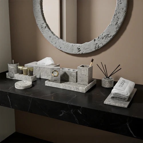 9 pieces Bawang Ebarza Marble Bathroom Set - BES