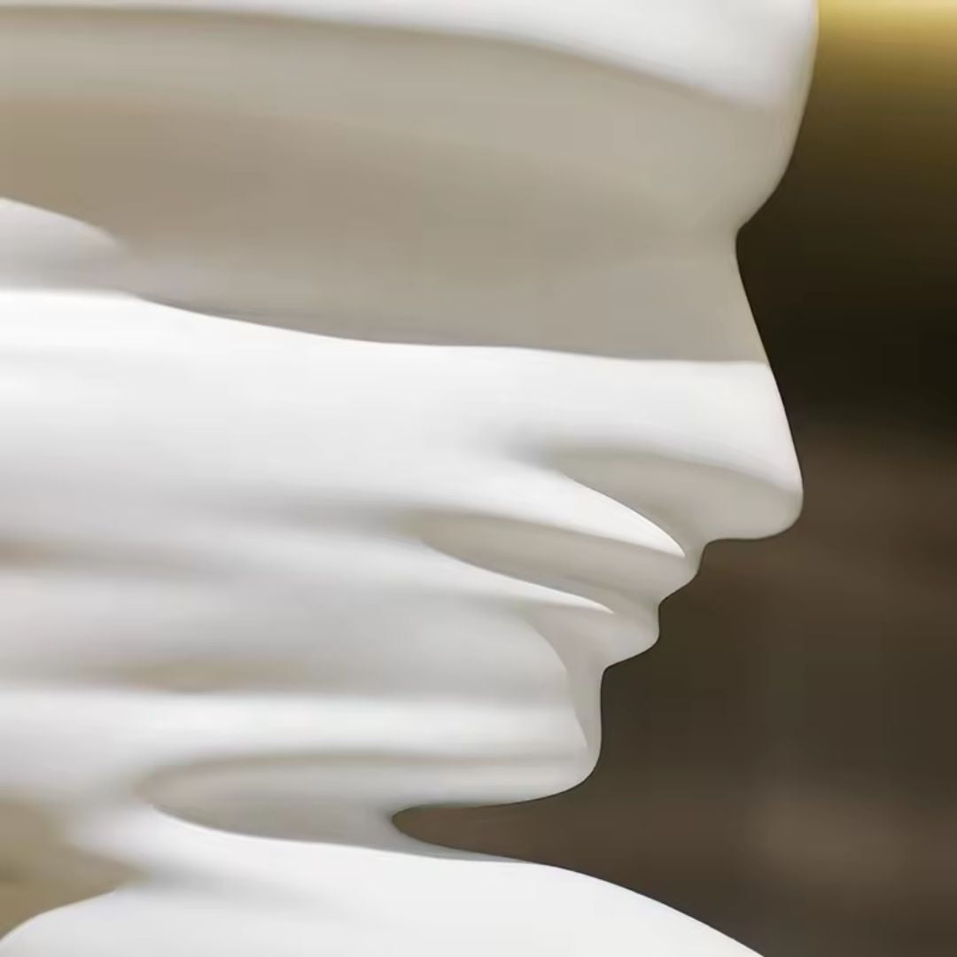 White Resin Abstract Figurative Sculpture Stone Apperance-A FC-SZ24020A - Home Decor Figurines - ebarza Furniture UAE | Shop Modern Furniture in Abu Dhabi & Dubai - مفروشات ايبازرا في الامارات | تسوق اثاث عصري وديكورات مميزة في دبي وابوظبي