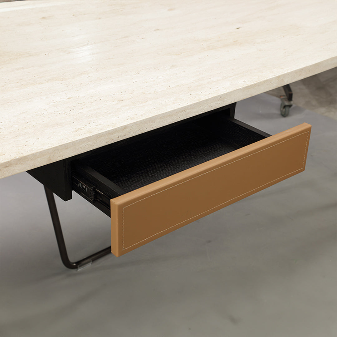 White Travertine Desk With Drawer T533-1(200CM) - Office Desks - ebarza Furniture UAE | Shop Modern Furniture in Abu Dhabi & Dubai - مفروشات ايبازرا في الامارات | تسوق اثاث عصري وديكورات مميزة في دبي وابوظبي